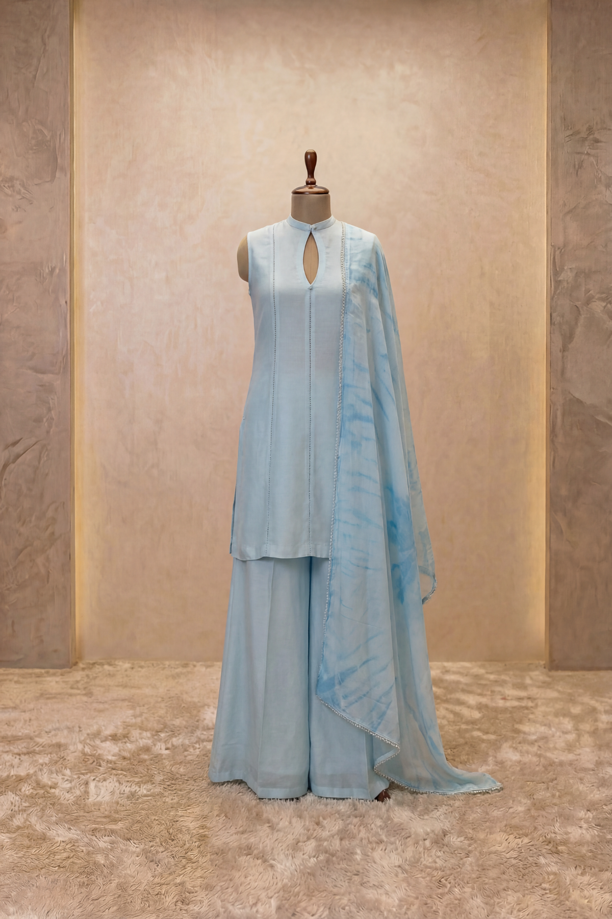 Powder Blue Minimal Kurta Palazzo Set