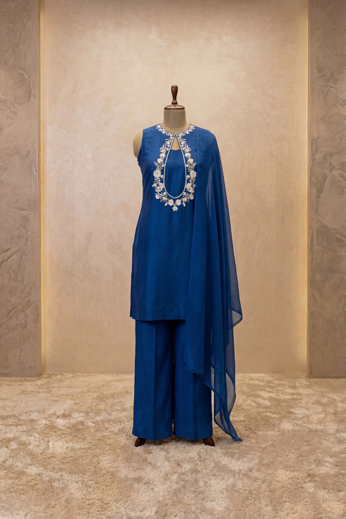 Sapphire Bloom Palazzo Set