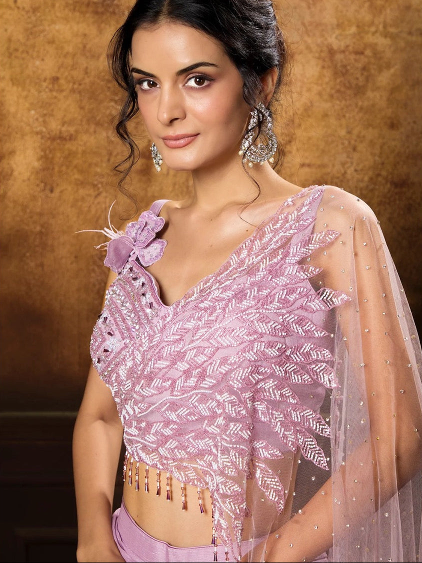 Lilac Drape Saree Set