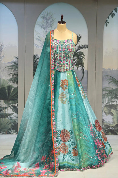 Aqua Blossom Lehenga