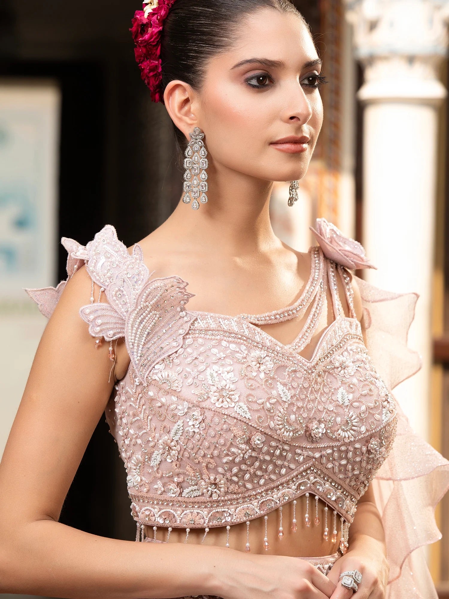 Blush Rose Ruffle Lehenga Set