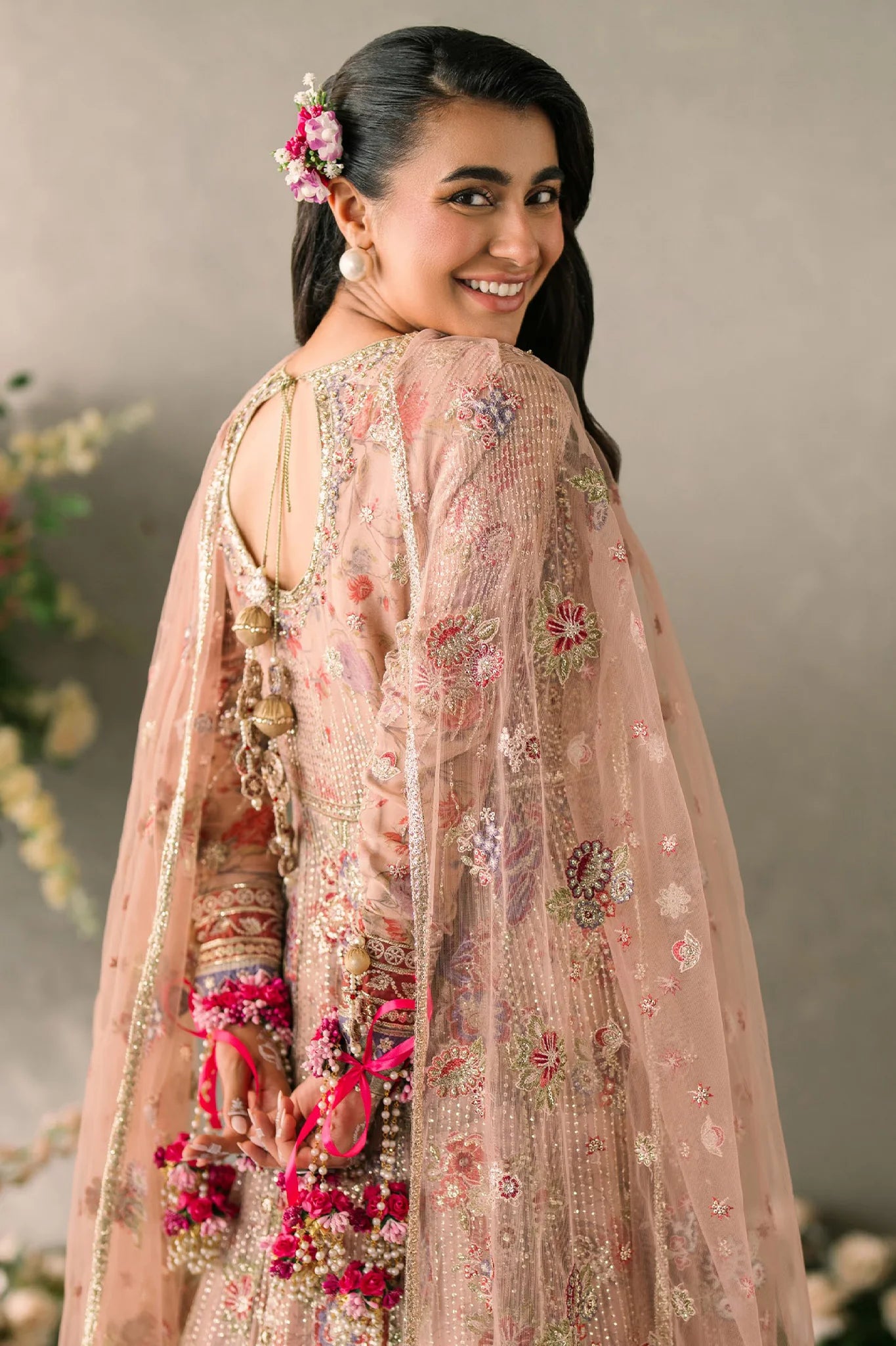Peach Multicolor Anarkali Gown - Dorie