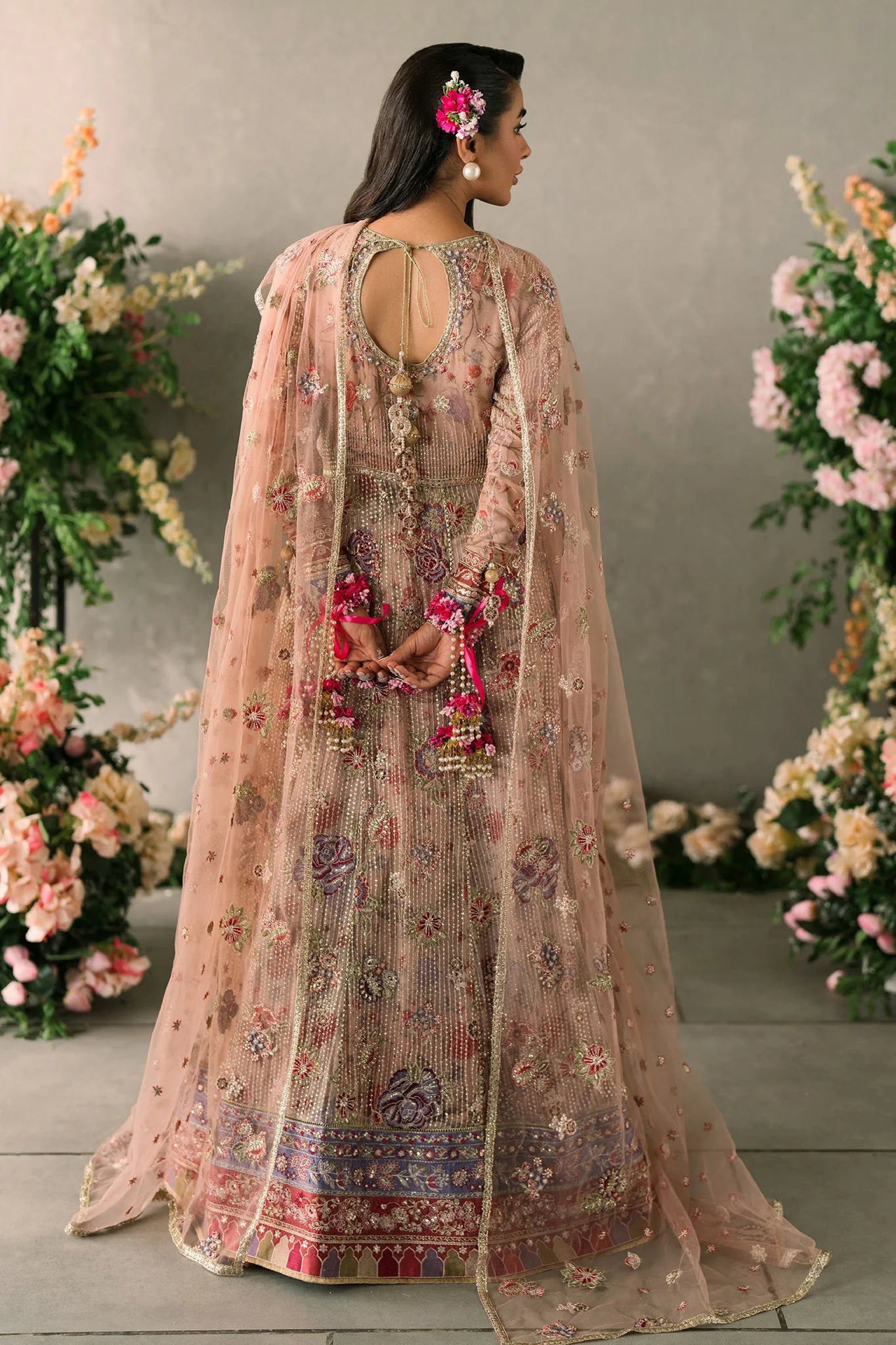 Peach Multicolor Anarkali Gown - Dorie