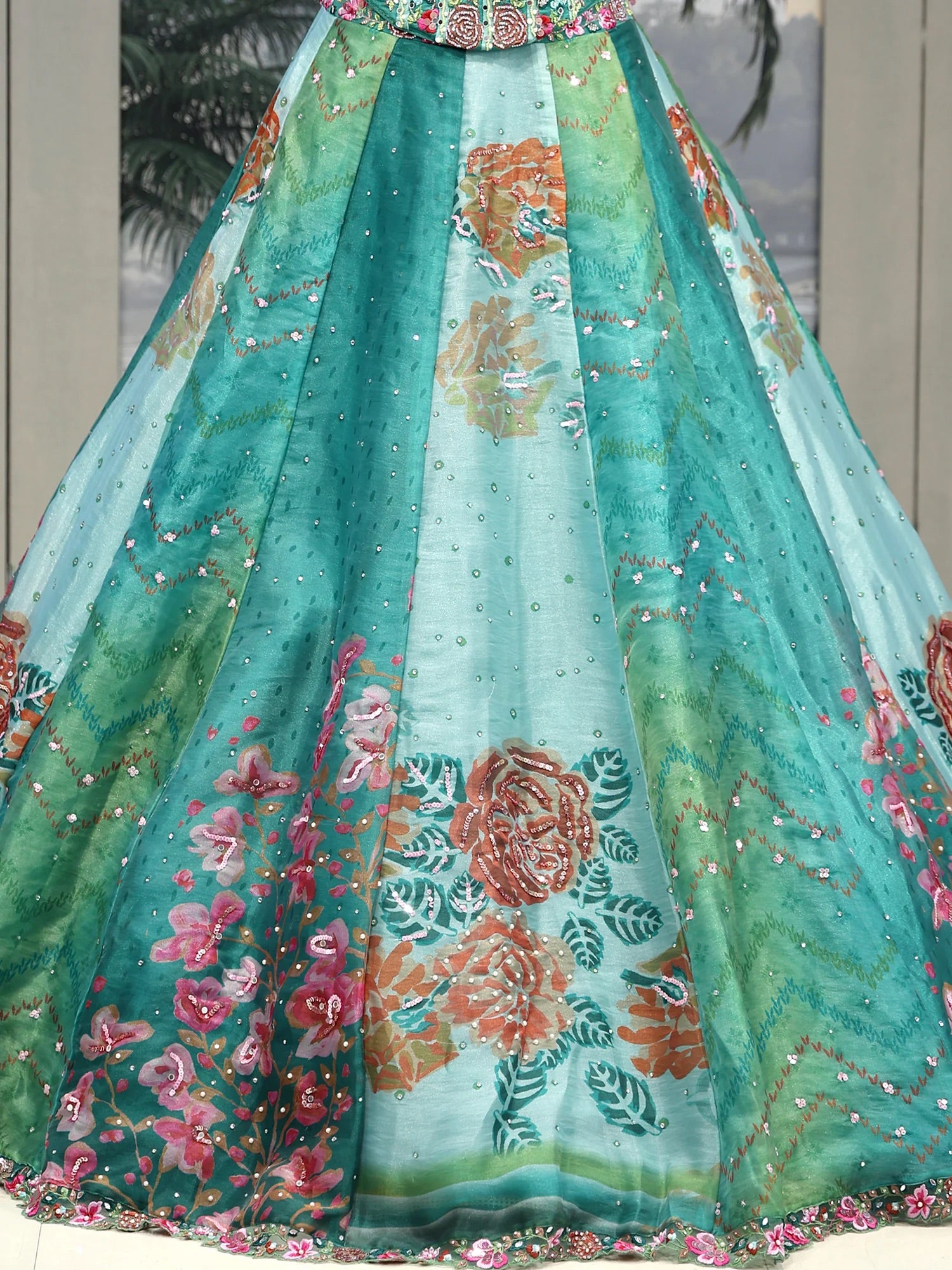 Aqua Blossom Lehenga
