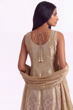 Gold Embellished Short Anarkali Suit by Dorie Atelier – view 7