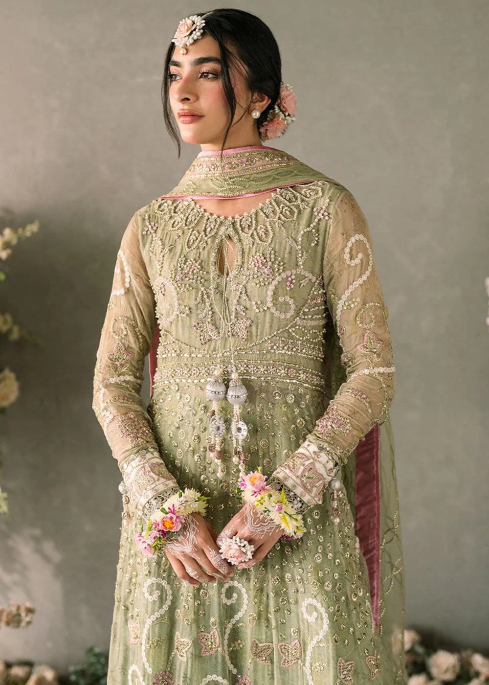 Sage Green Anarkali Gown - Dorie