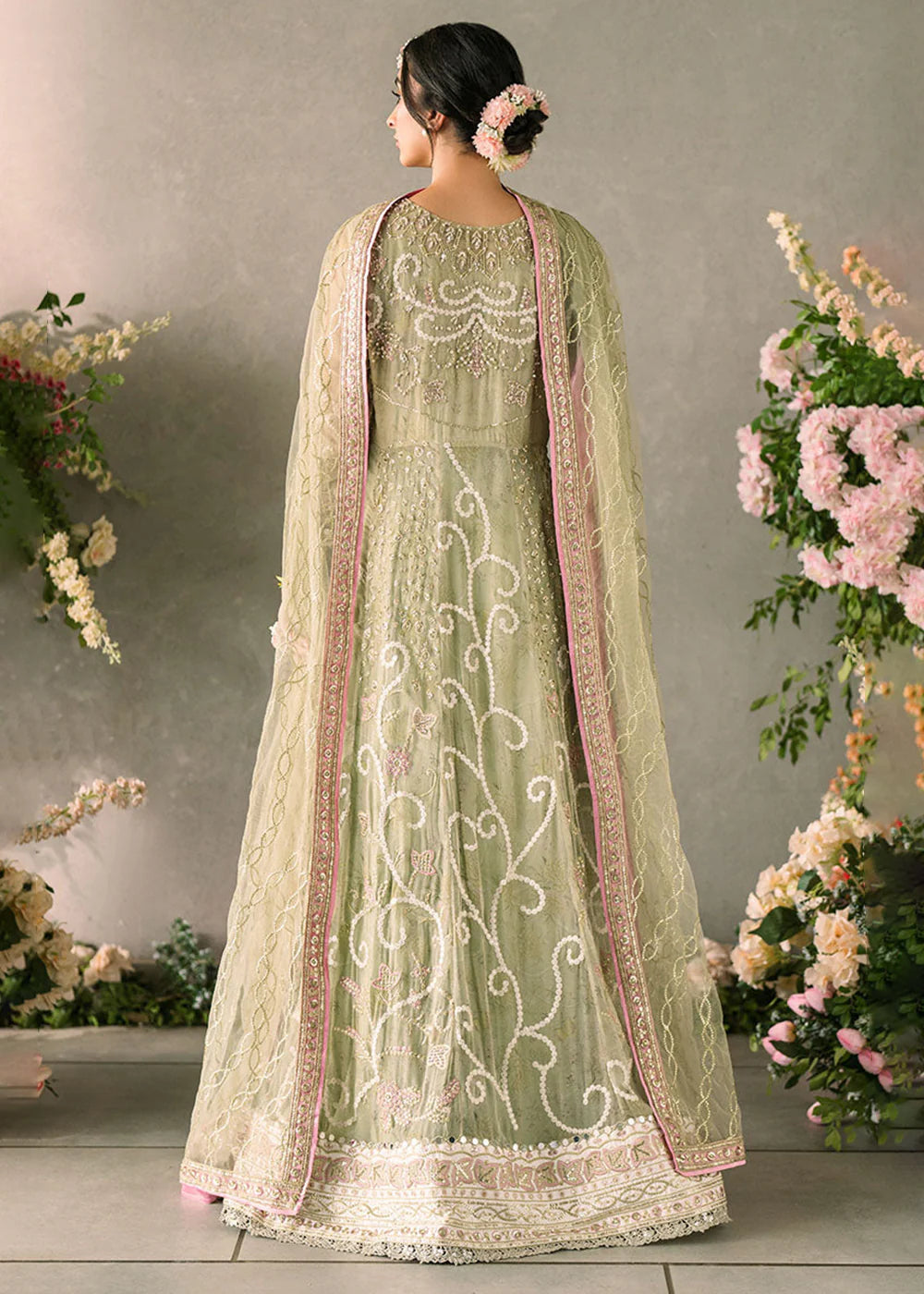 Sage Green Anarkali Gown - Dorie