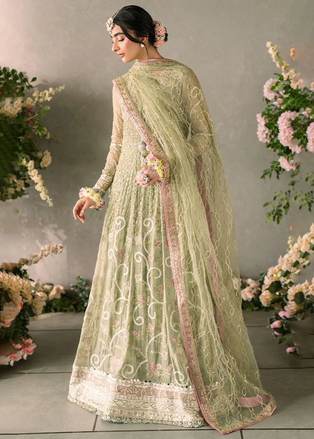 Sage Green Anarkali Gown - Dorie