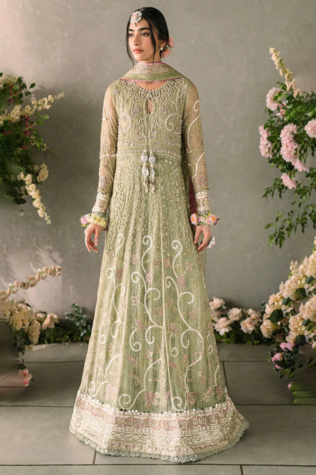 Sage Green Anarkali Gown - Dorie