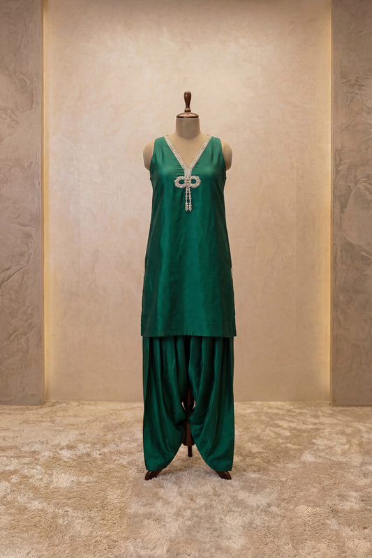 Emerald Knot Dhoti Set