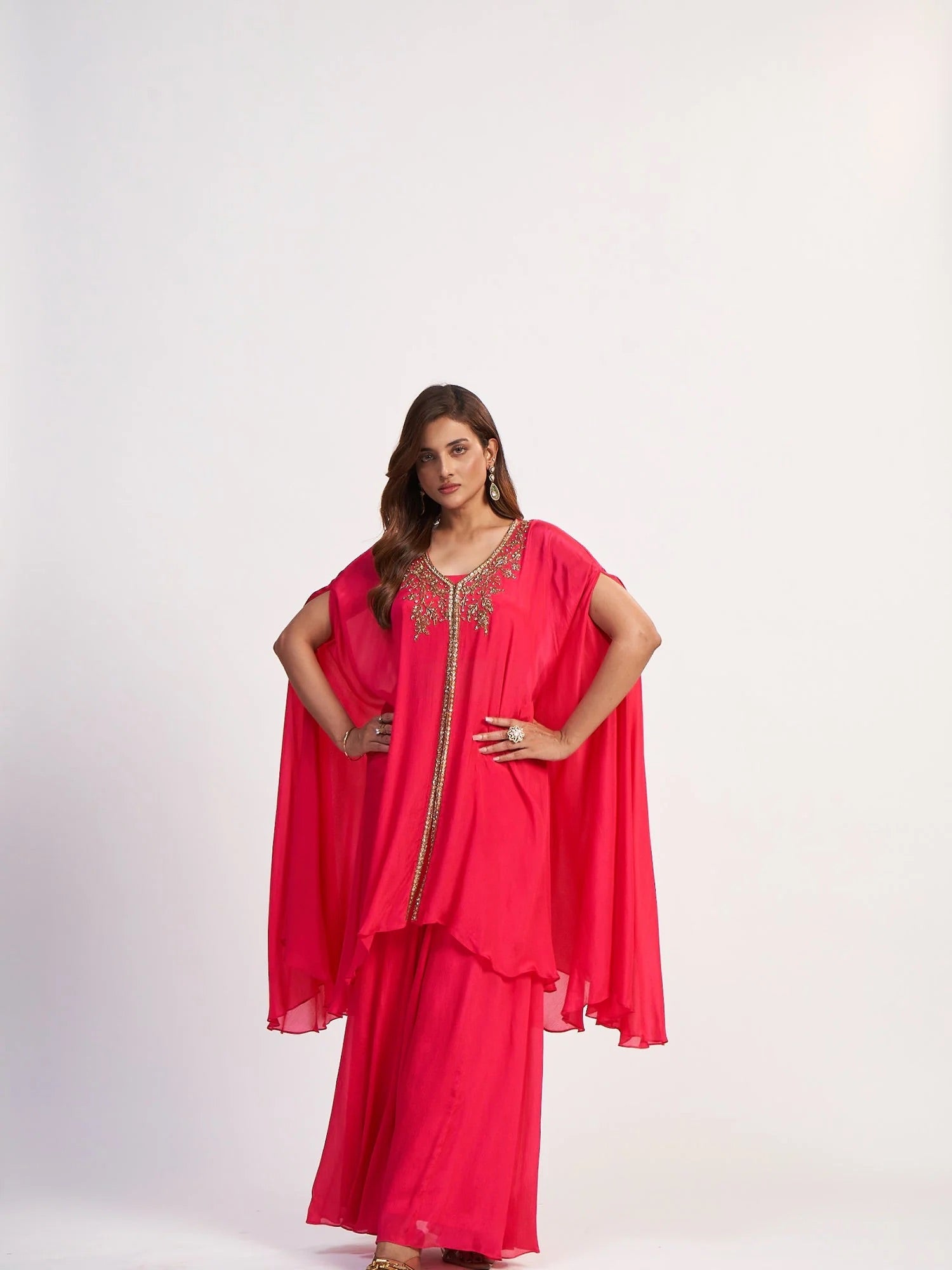 Crimson Kaftan Sharara Set