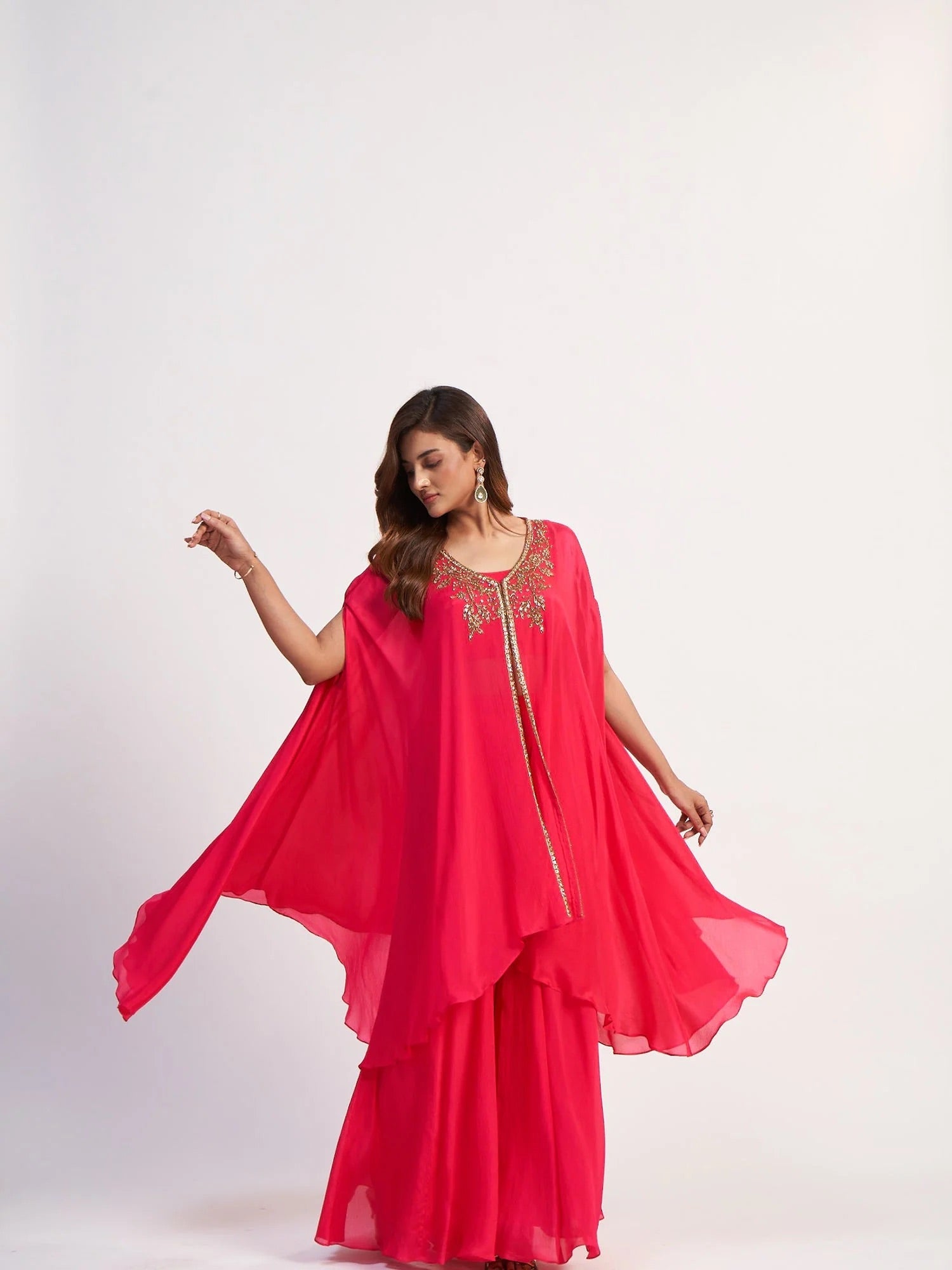 Crimson Kaftan Sharara Set