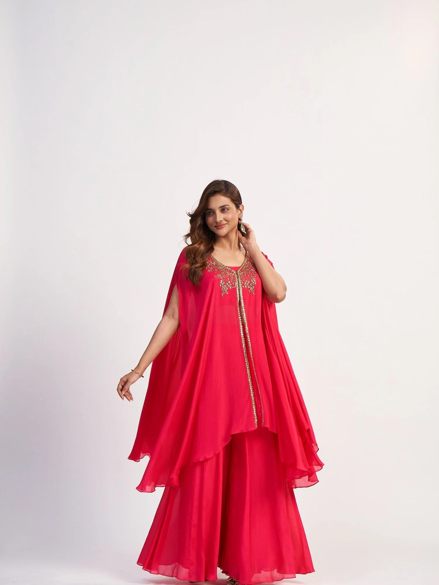 Crimson Kaftan Sharara Set