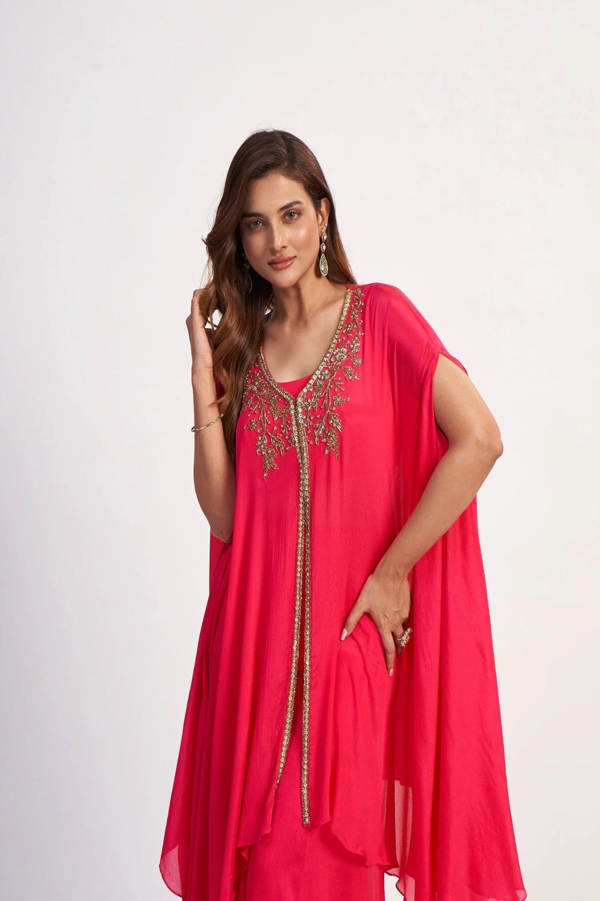Crimson Kaftan Sharara Set