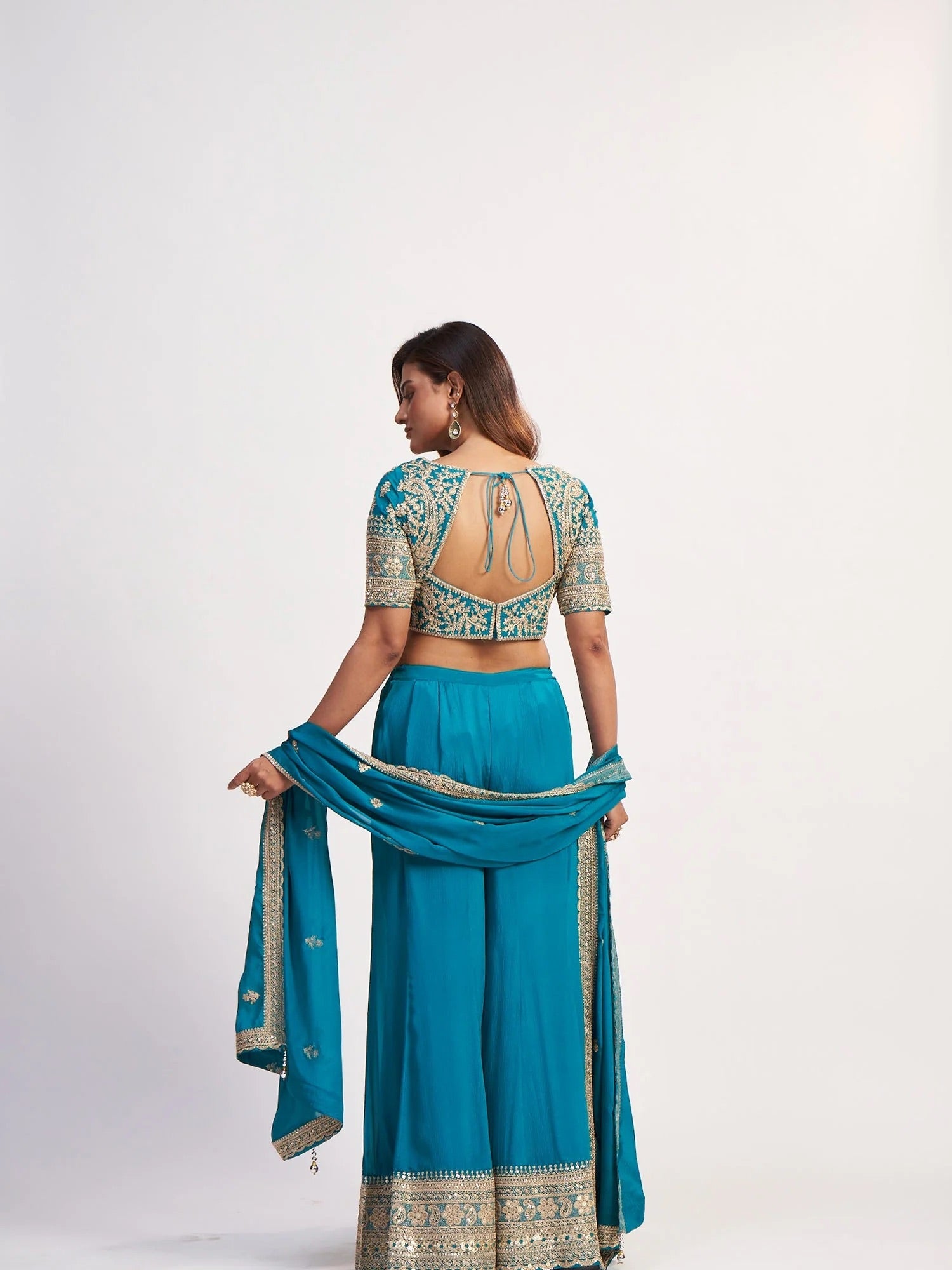 Teal Mirror Sharara Set