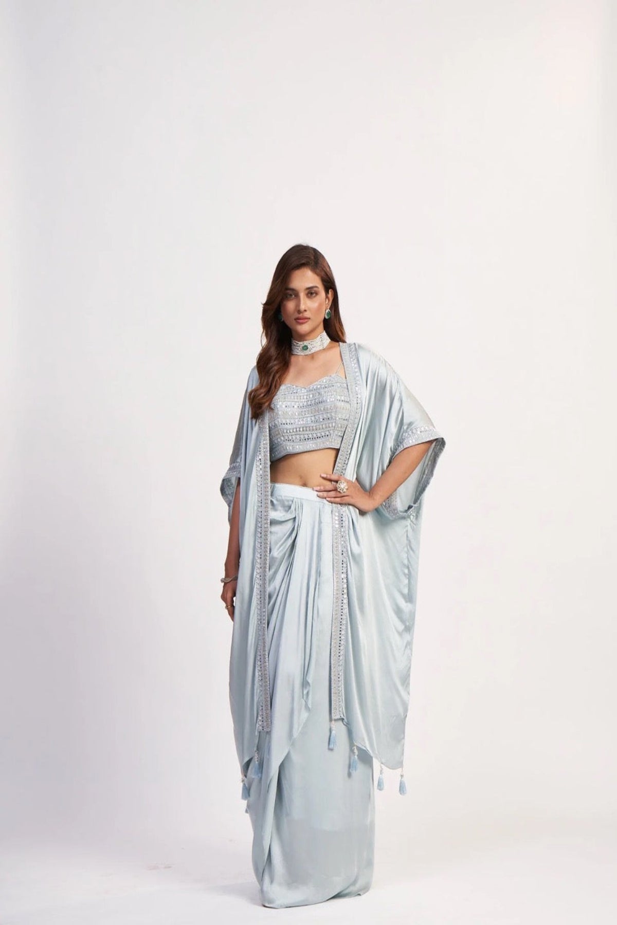 Icy Silver Draped Set