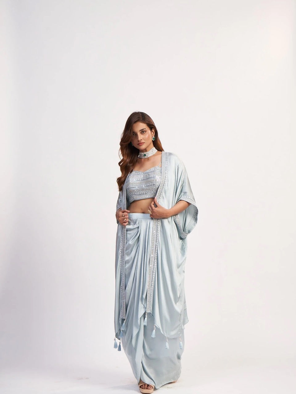 Icy Silver Draped Set