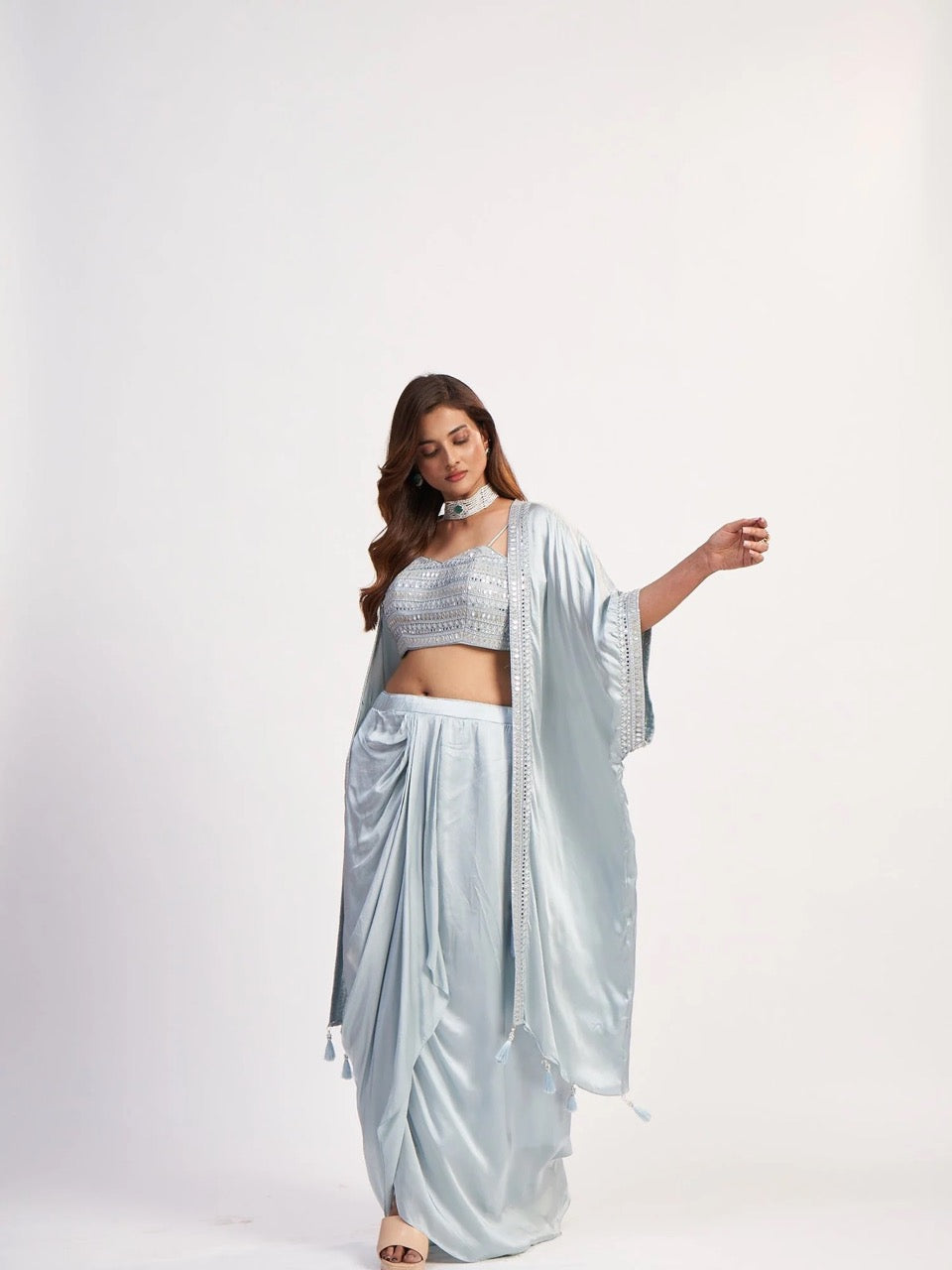 Icy Silver Draped Set