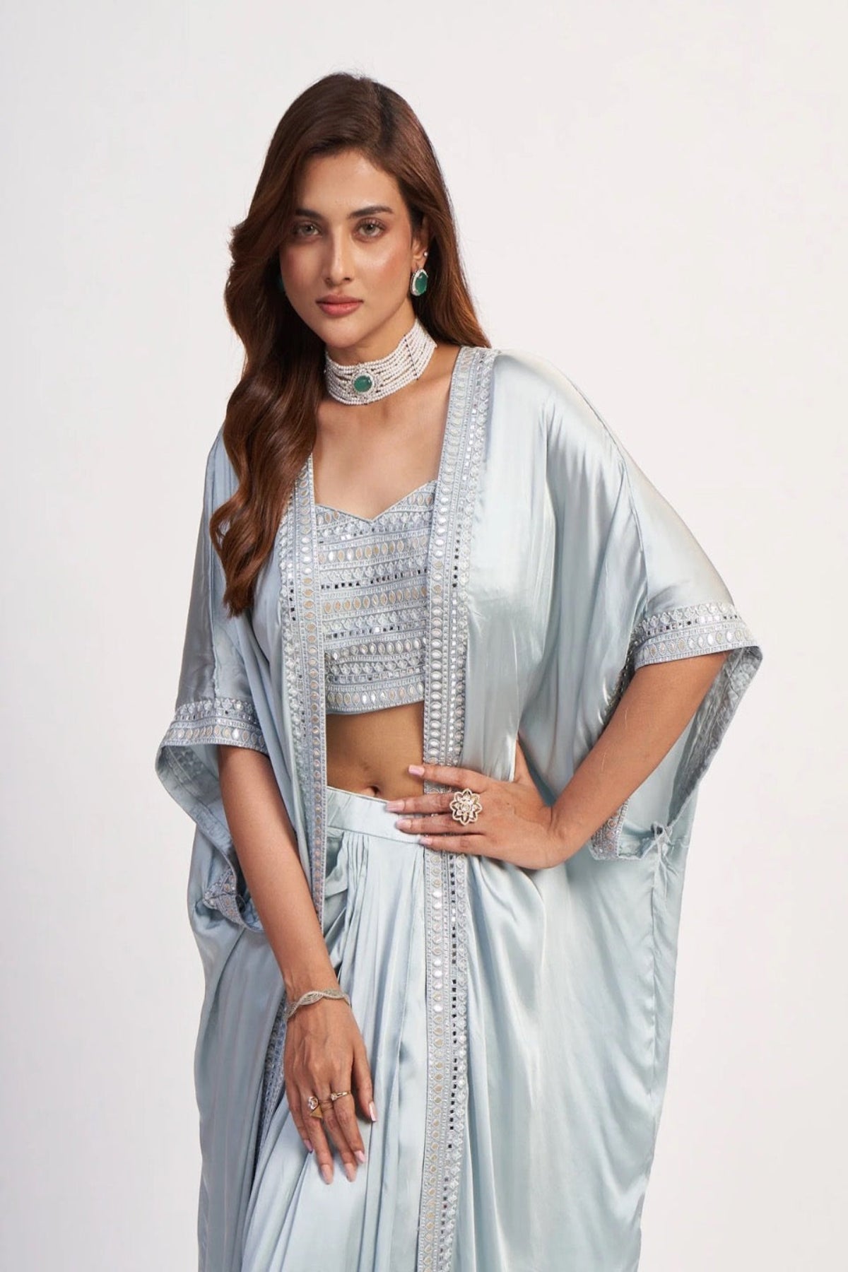 Icy Silver Draped Set