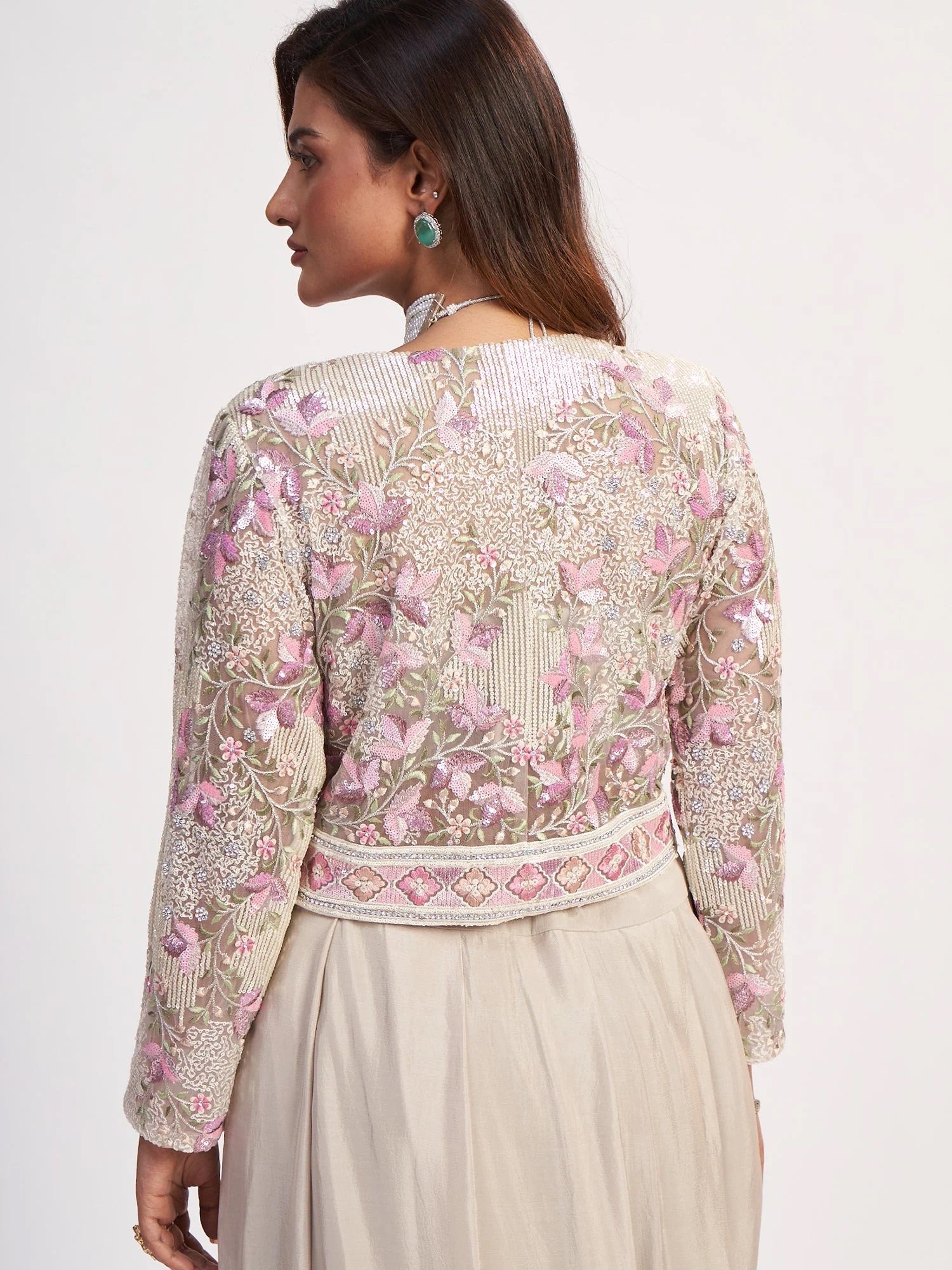 Blush Jacket Saree Dress