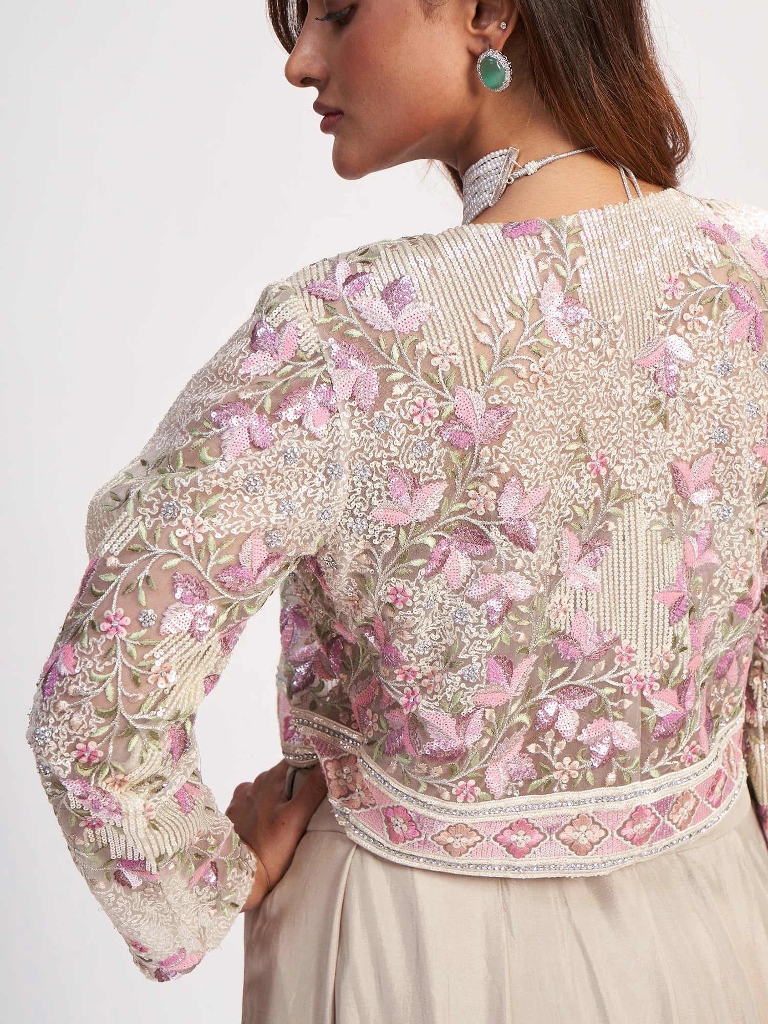 Blush Jacket Saree Dress