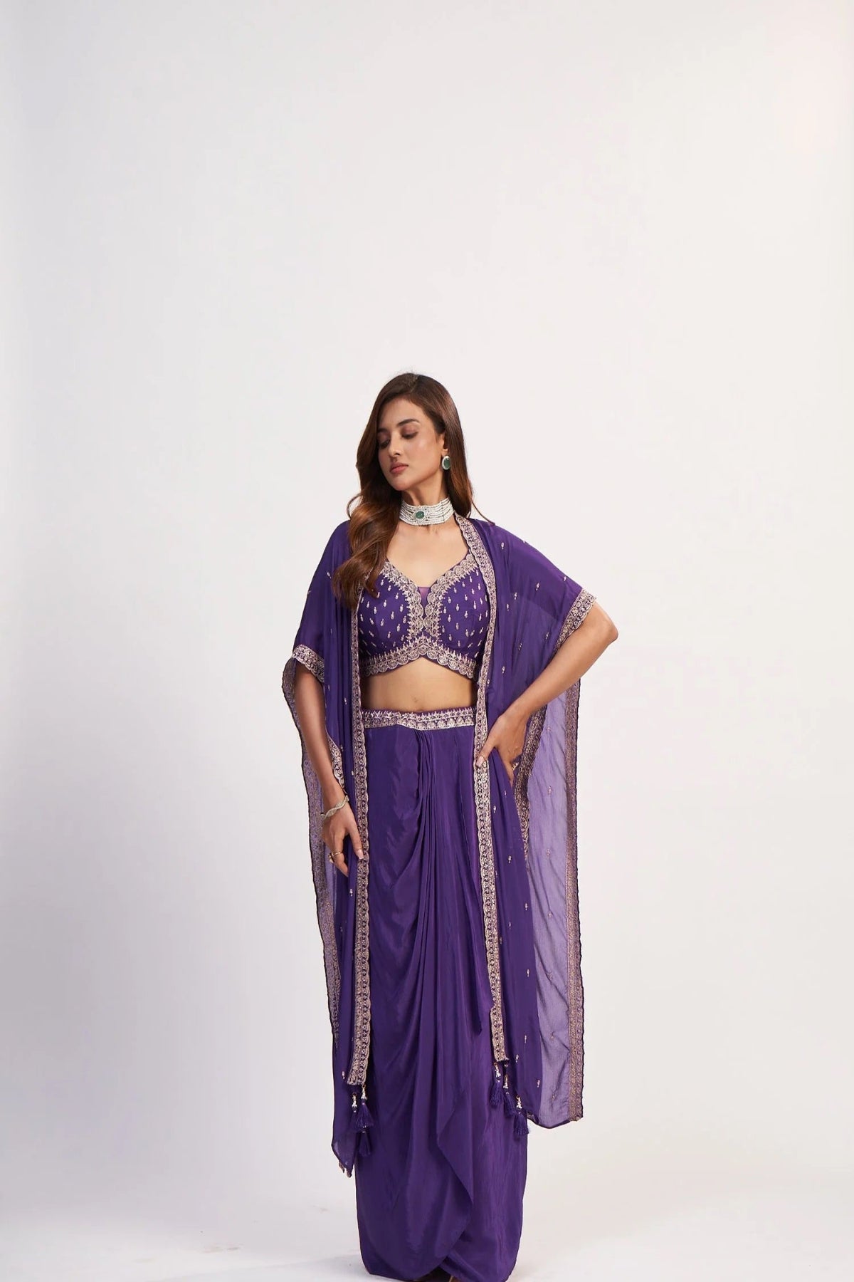 Purple Drape Set with Cape