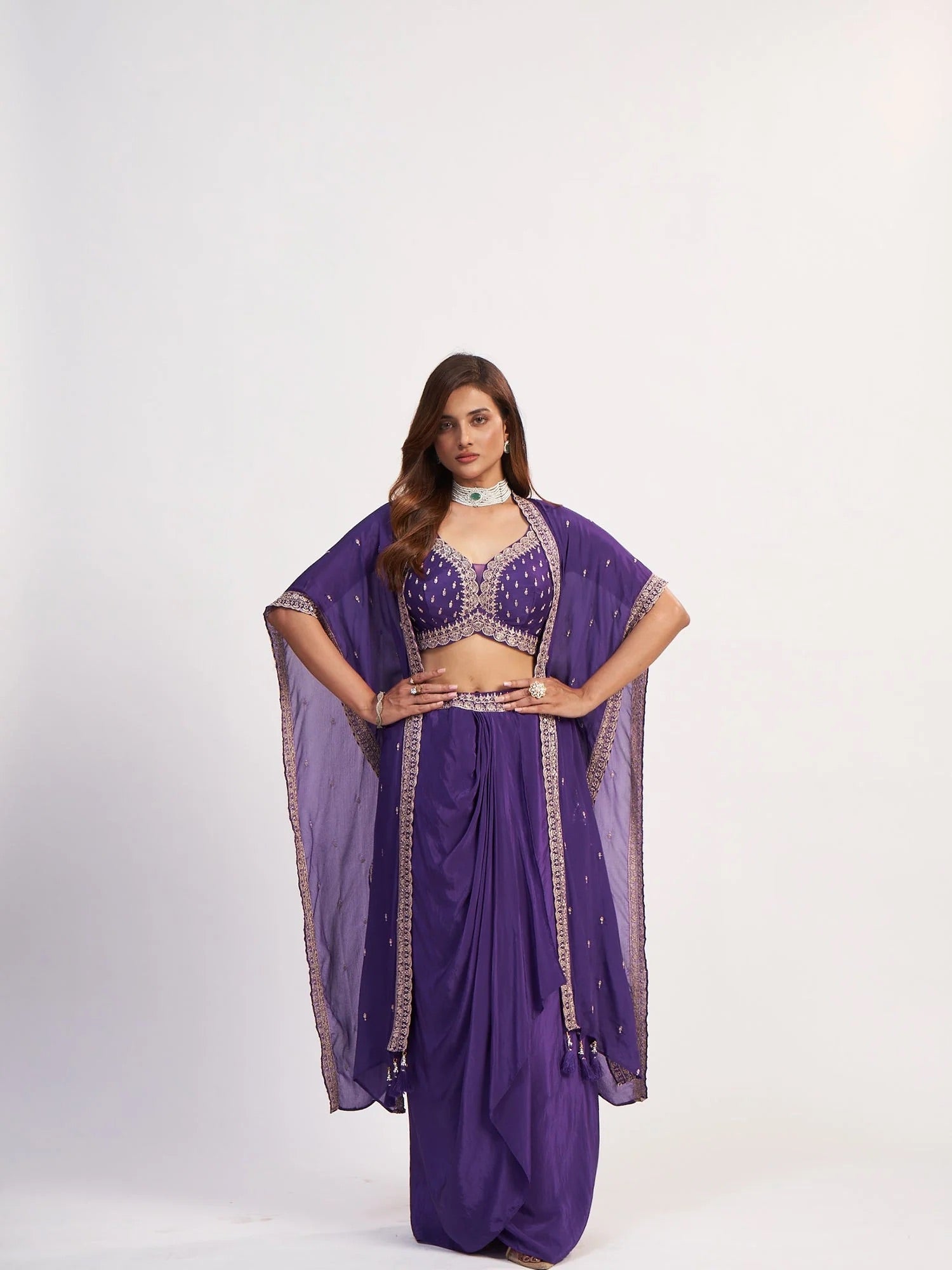 Purple Drape Set with Cape