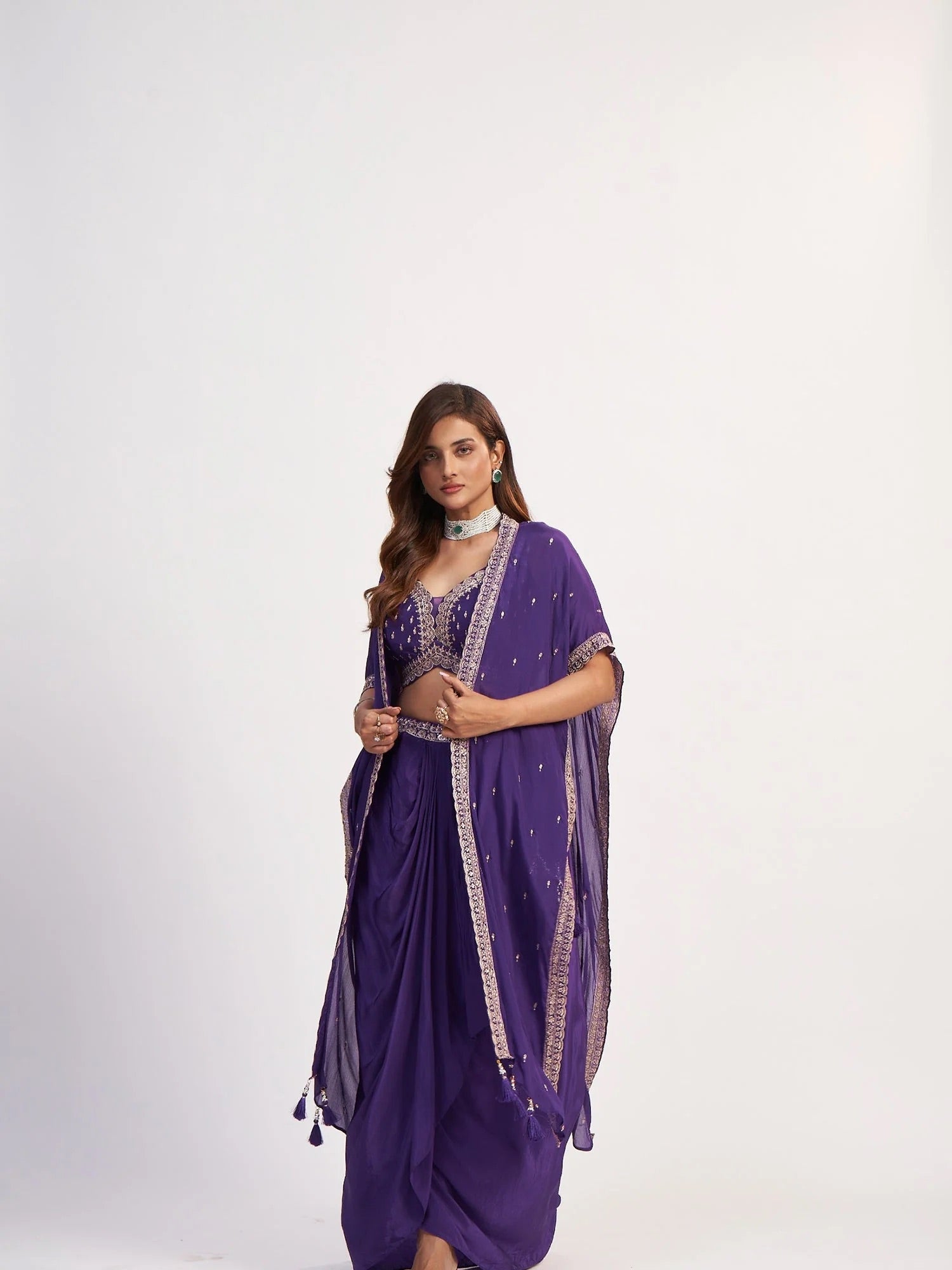Purple Drape Set with Cape