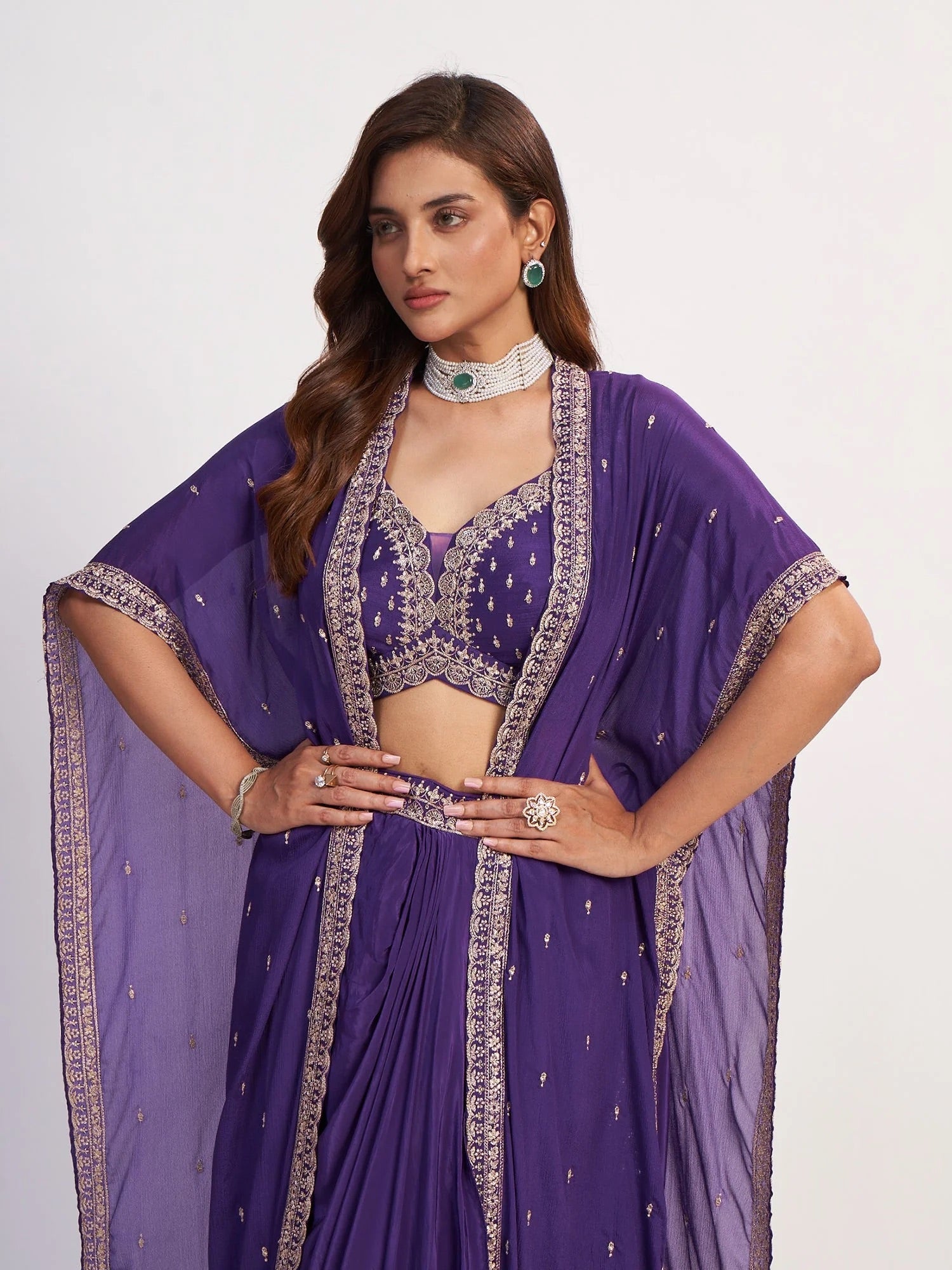 Purple Drape Set with Cape