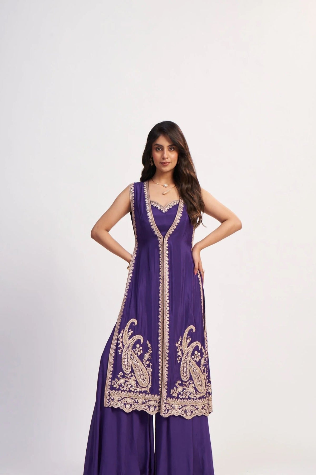 Purple Sharara Set