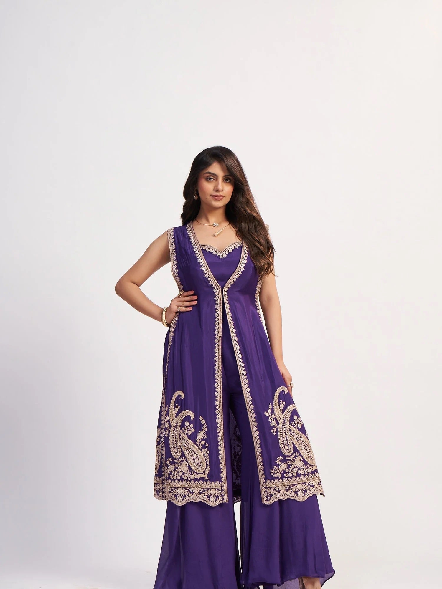 Purple Sharara Set