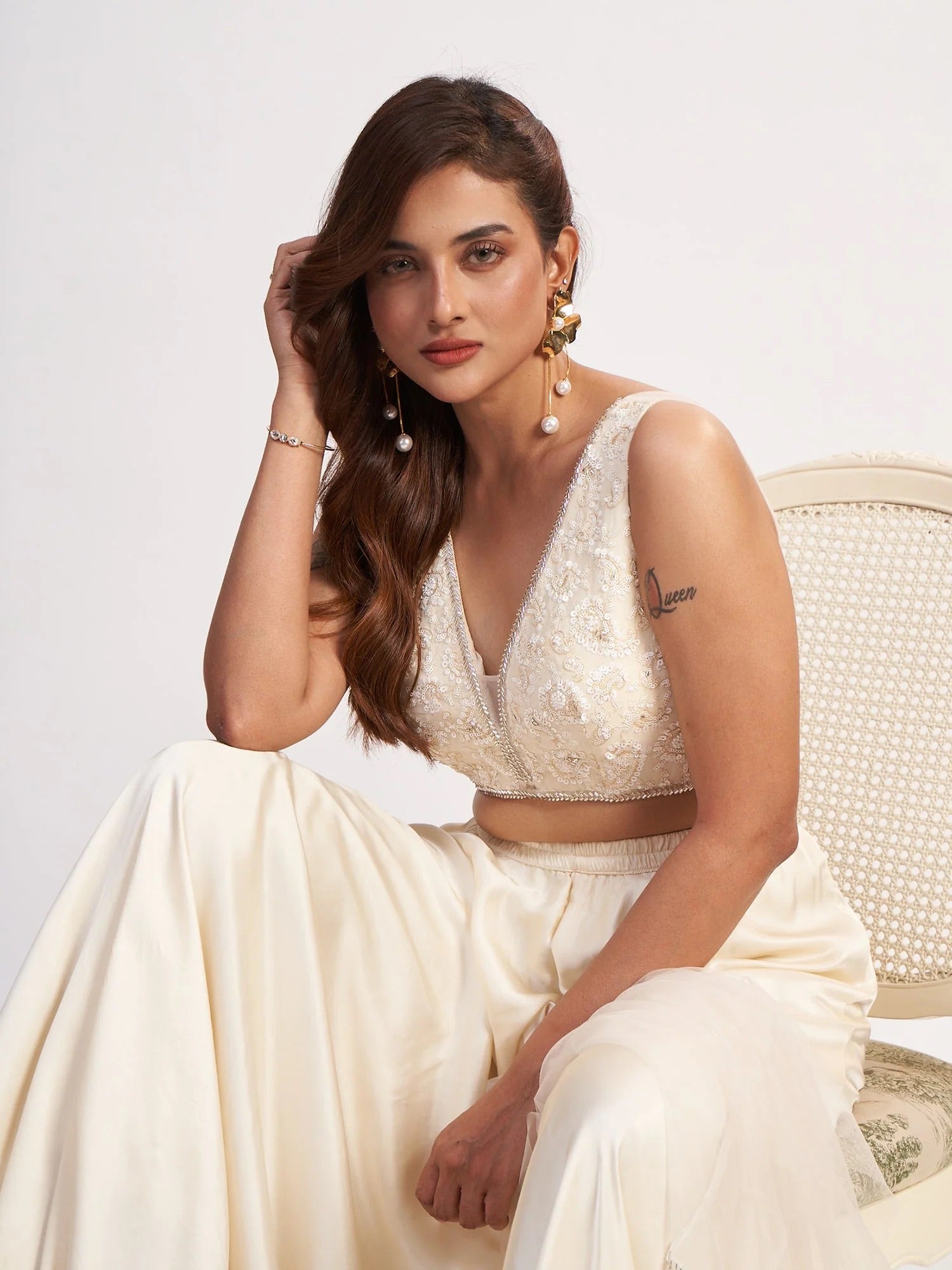 Ivory Hand-Beaded Co-ord Set