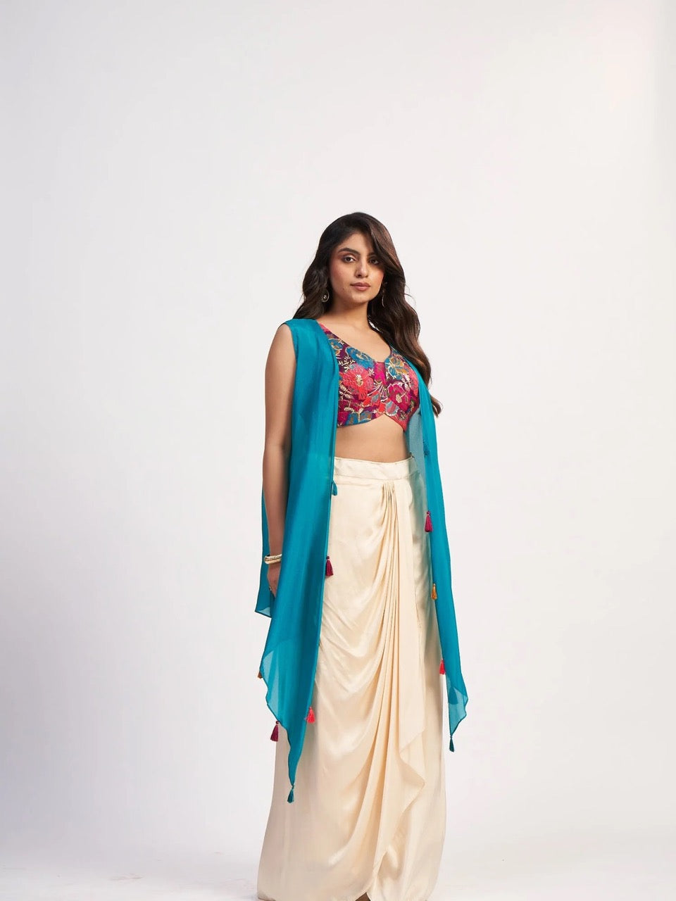 Teal & Ivory Drape Set