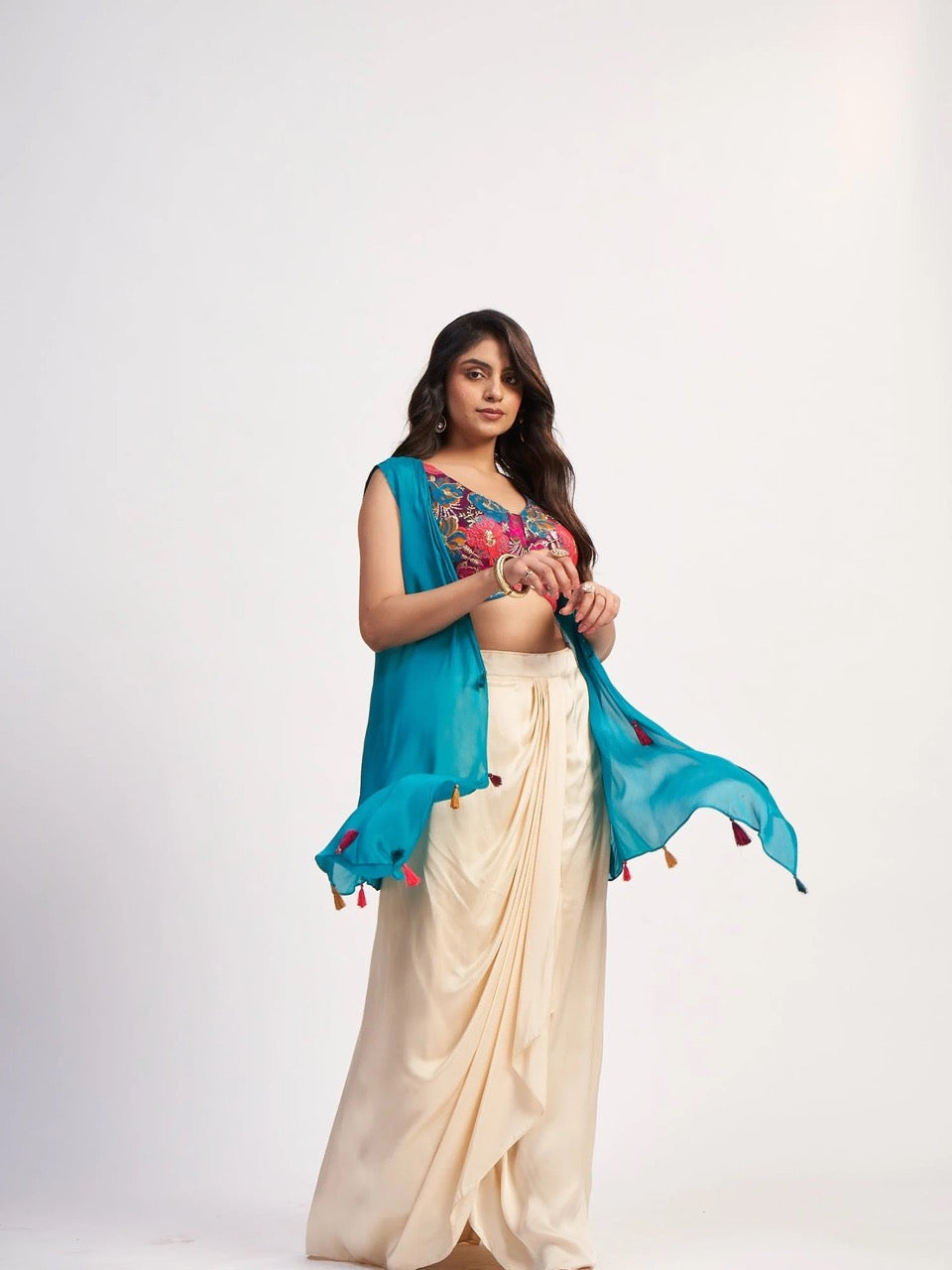 Teal & Ivory Drape Set