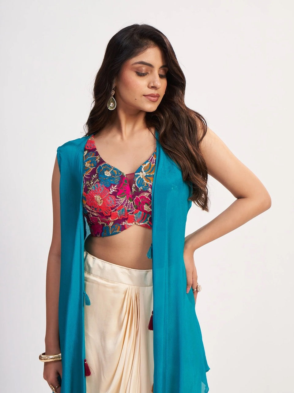 Teal & Ivory Drape Set