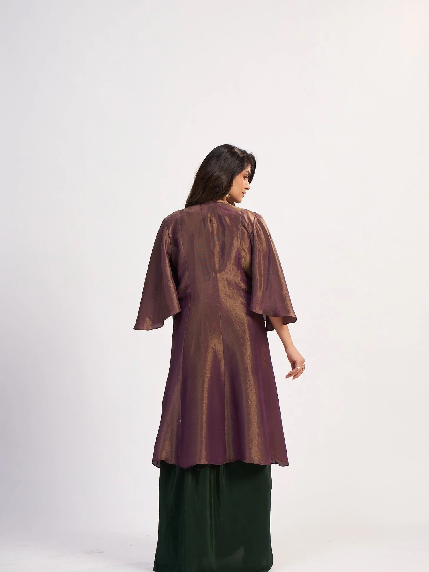 Emerald Chinon Drape Set with Jacket