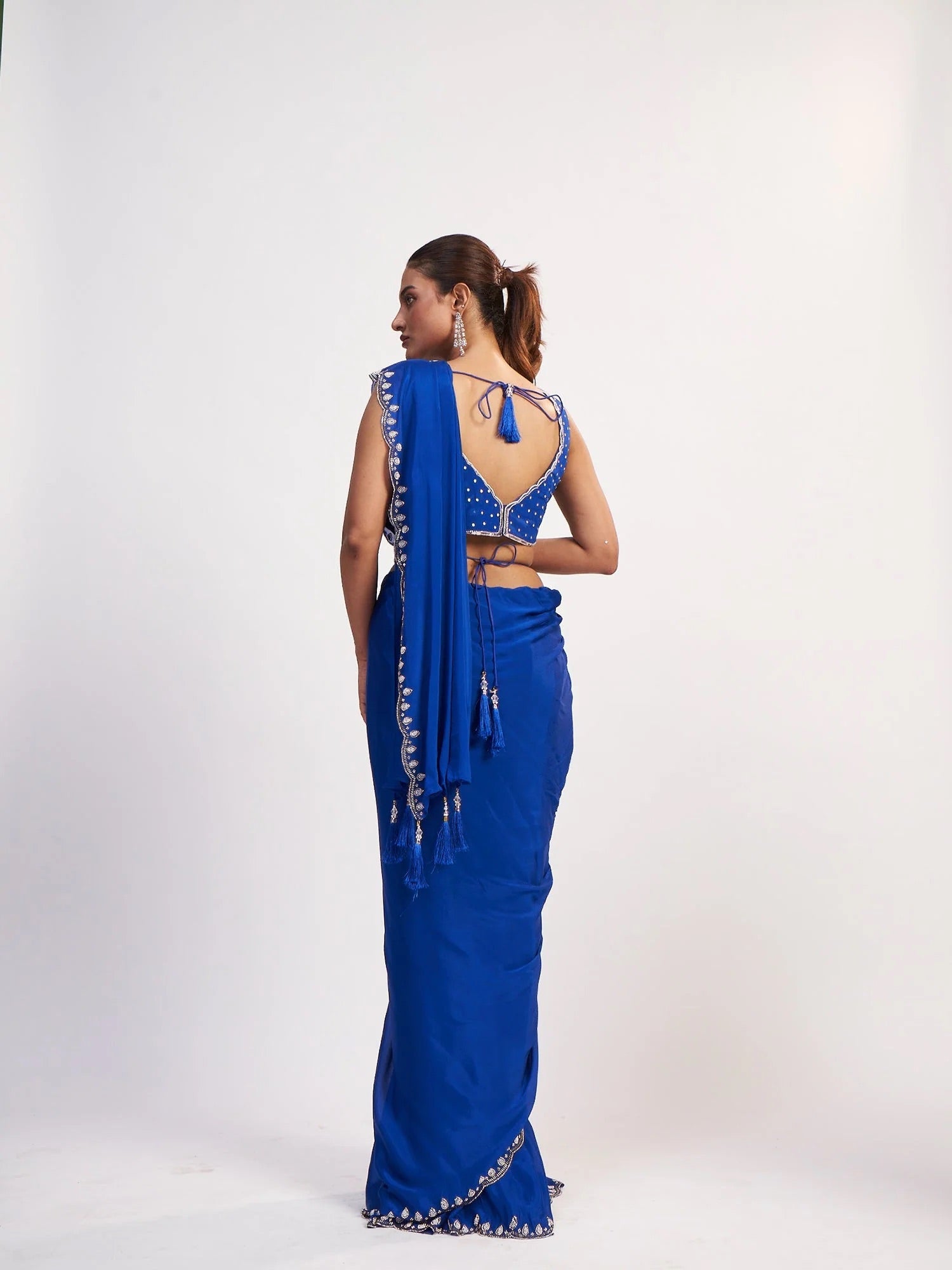 Royal Blue Chinon Saree