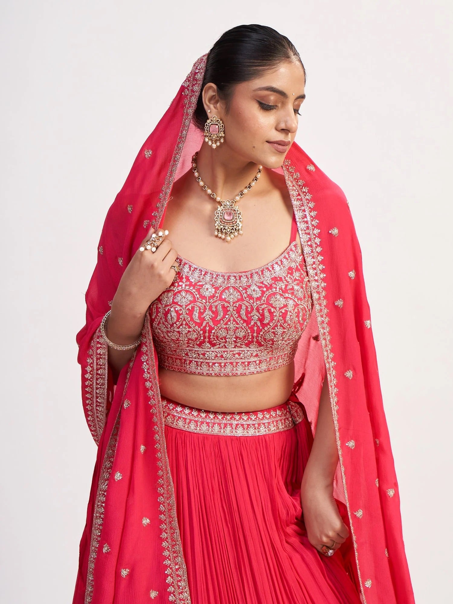 Rani Pink Embroidered Lehenga