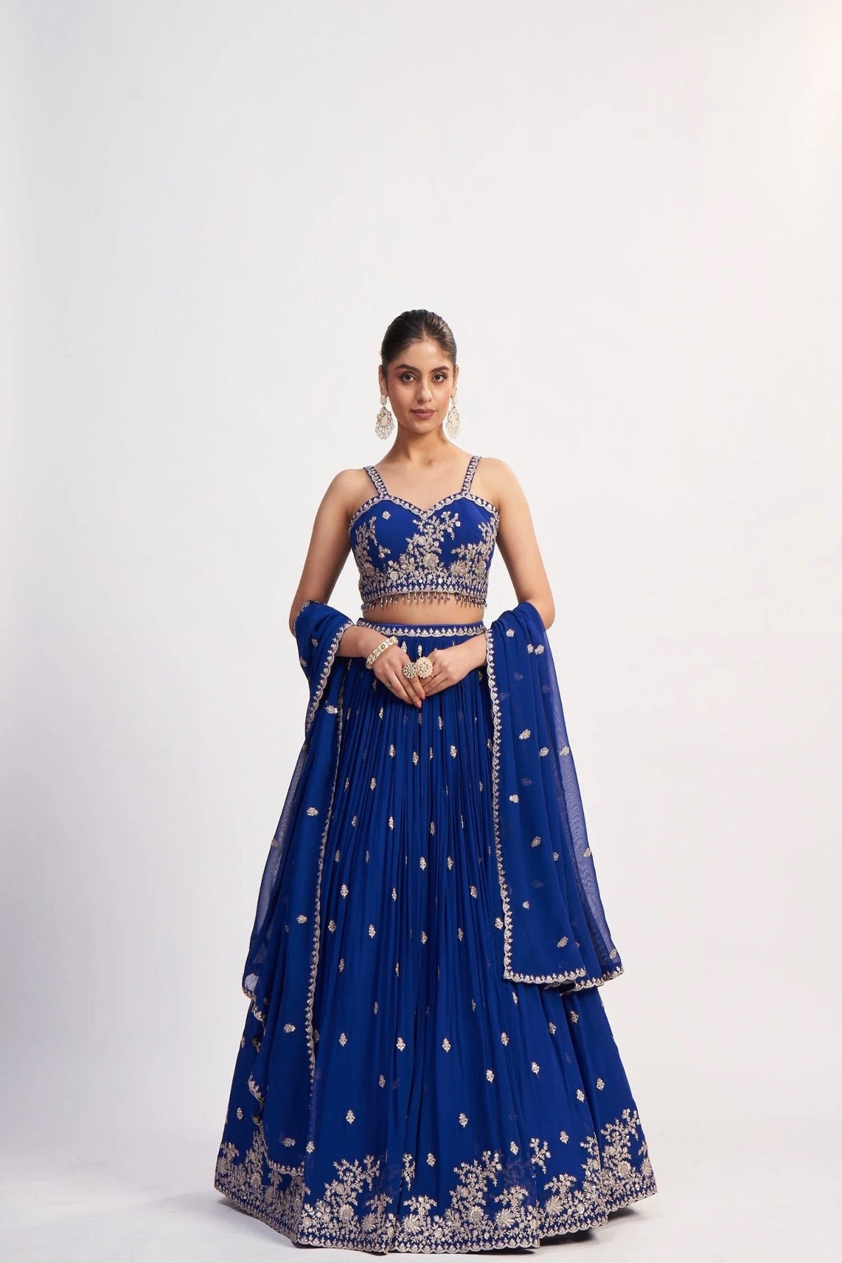 Royal Blue Sequin Thread Lehenga