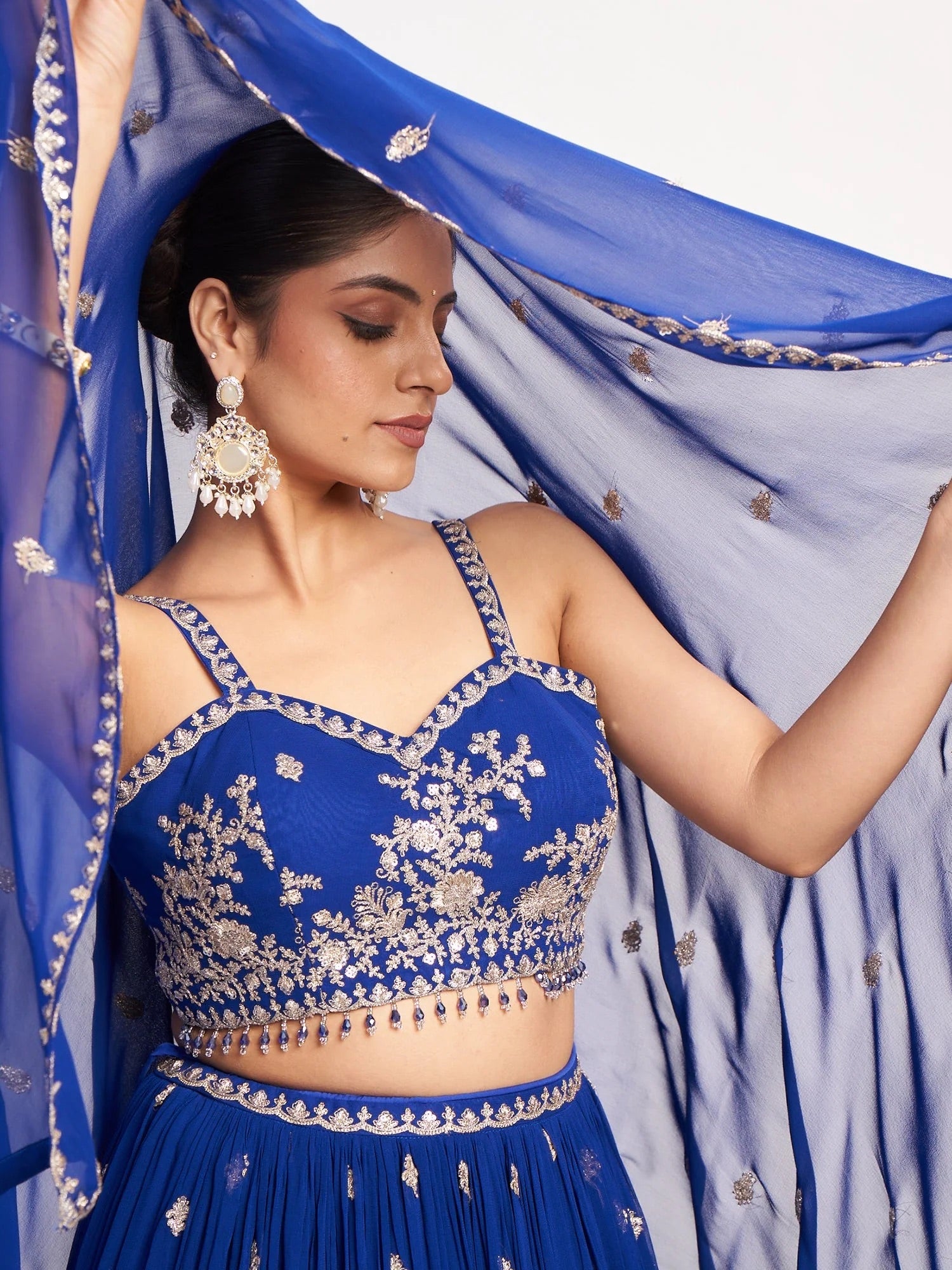 Royal Blue Sequin Thread Lehenga