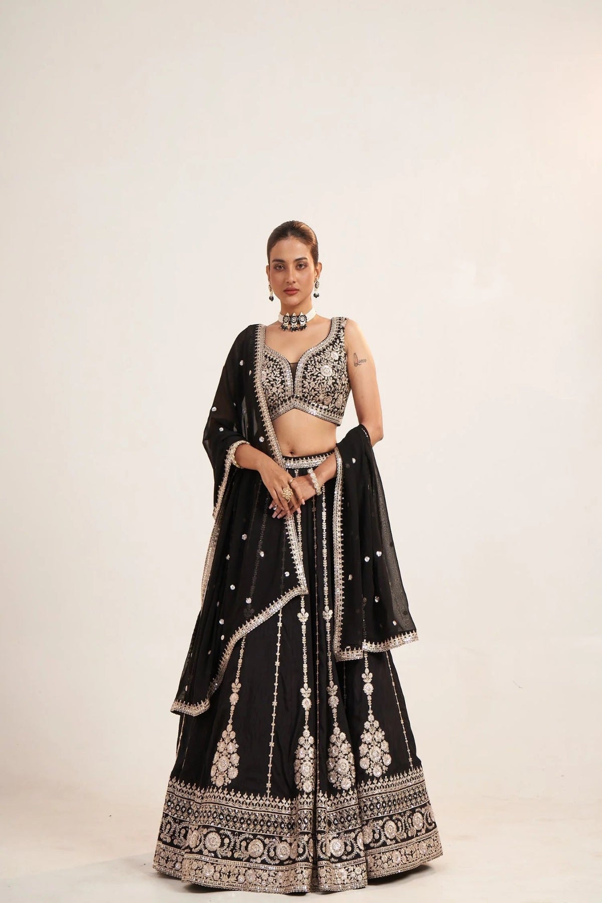 Black Mirror Embroidered Lehenga