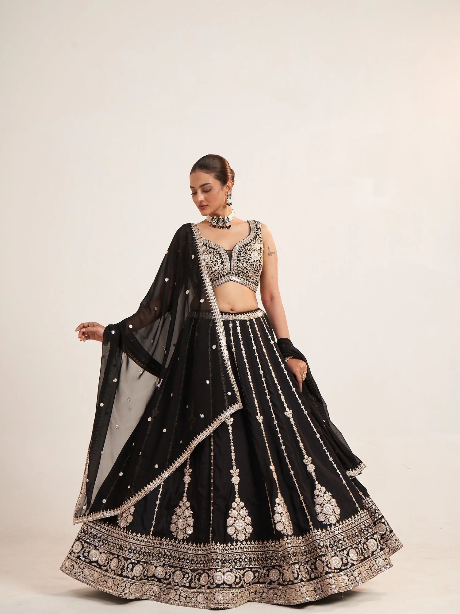 Black Mirror Embroidered Lehenga