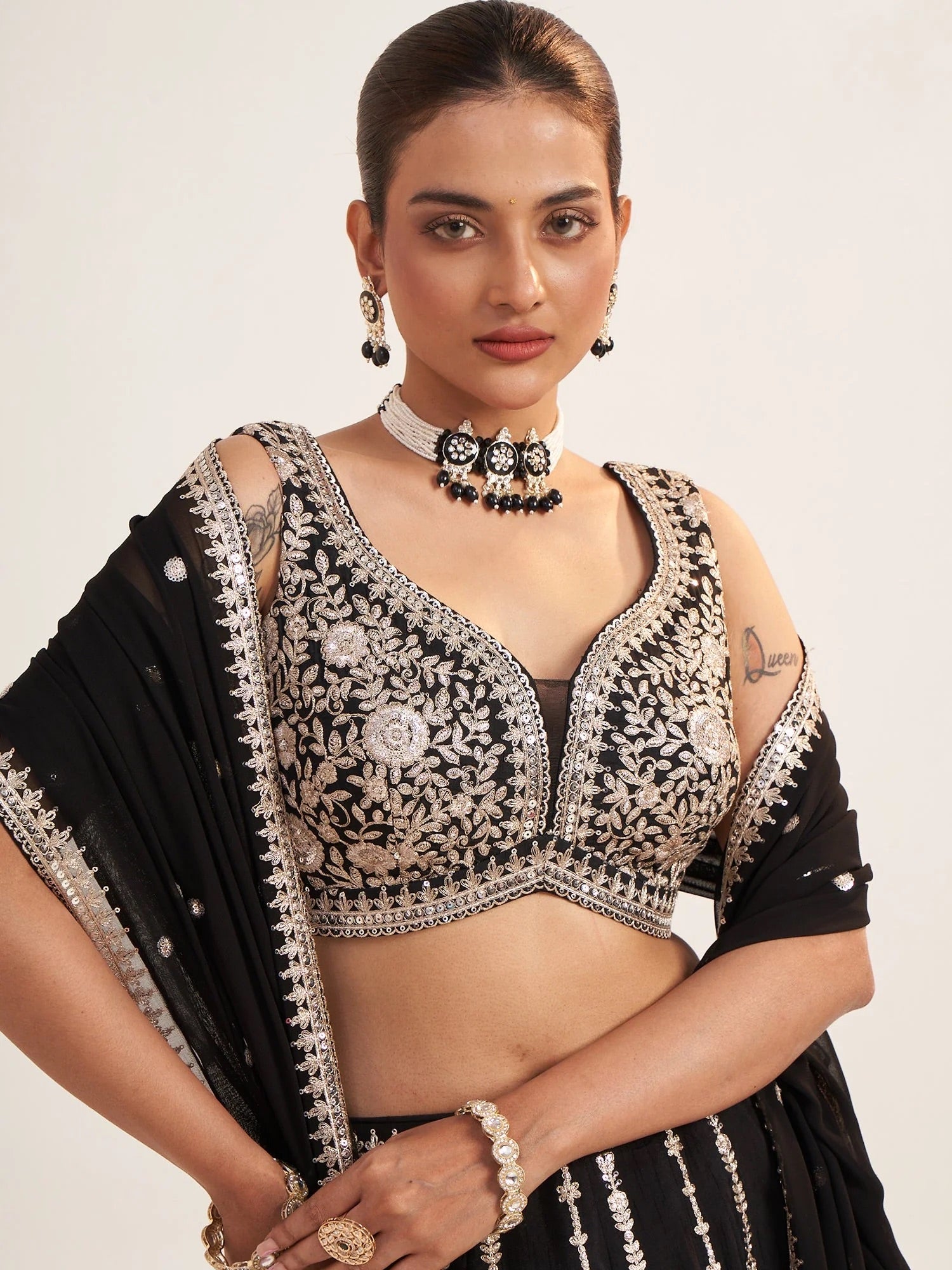 Black Mirror Embroidered Lehenga