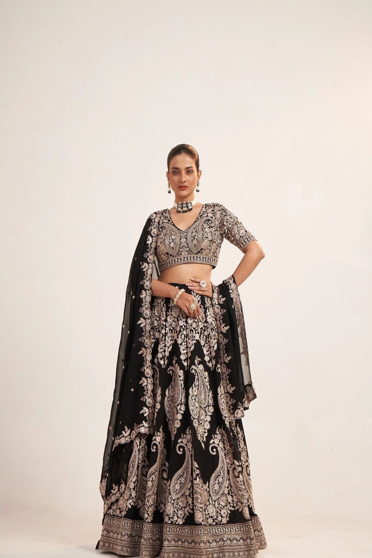 Black Embroidered Lehenga