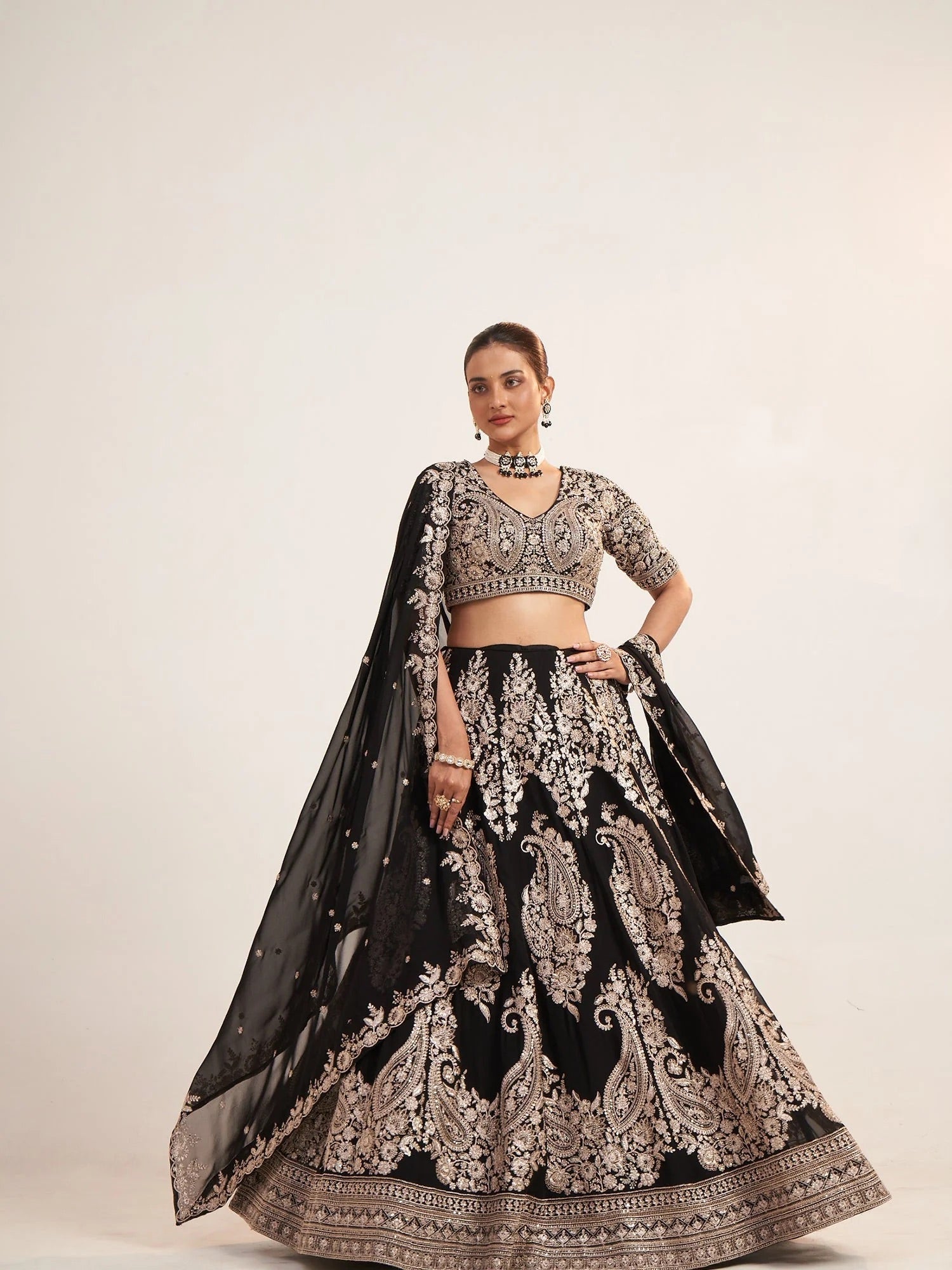 Black Embroidered Lehenga