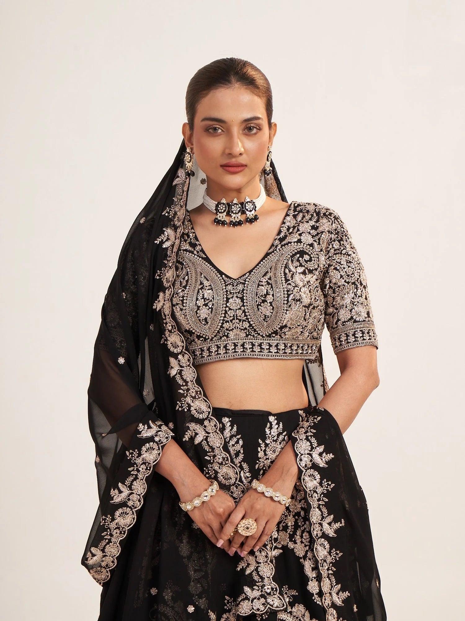 Black Embroidered Lehenga