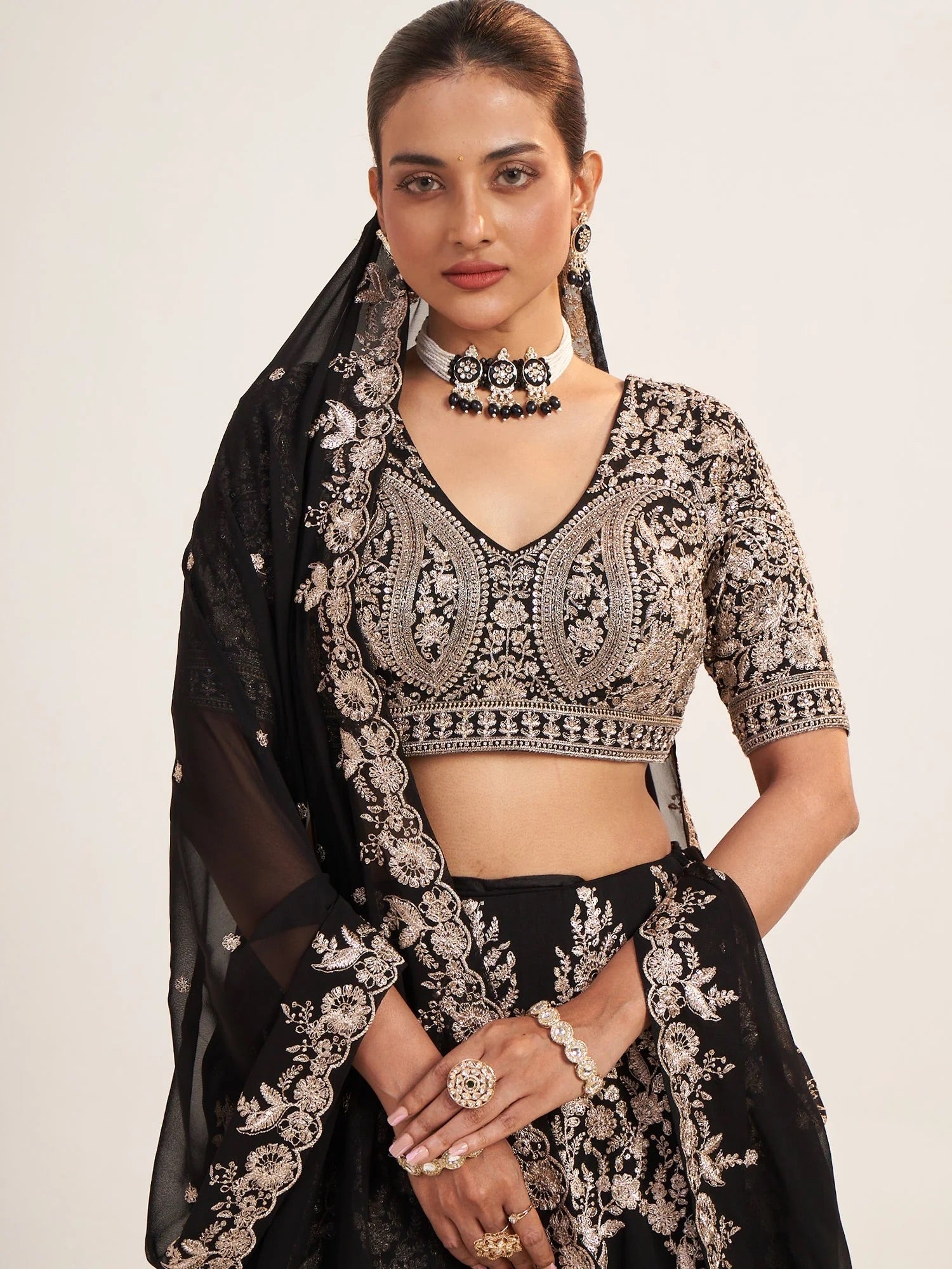 Black Embroidered Lehenga