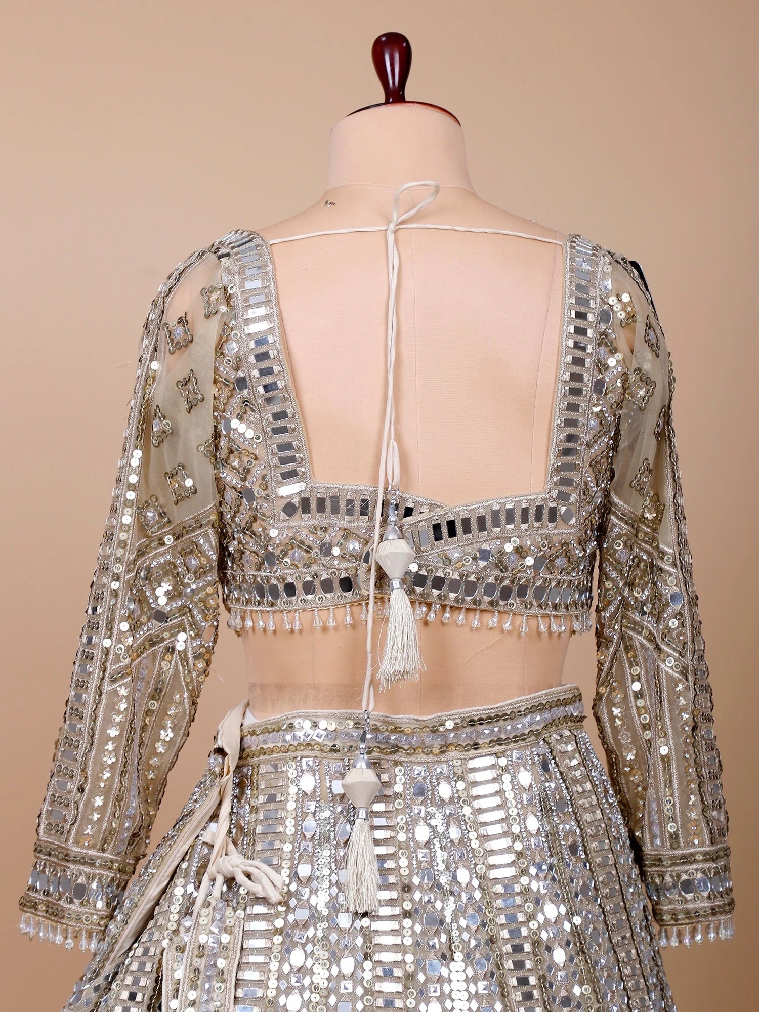 Silver Mirror Work Lehenga Set