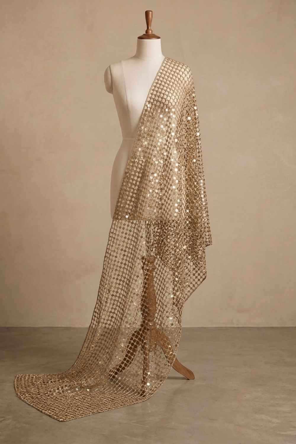 Gold net thread work set by Dorie Atelier — front view