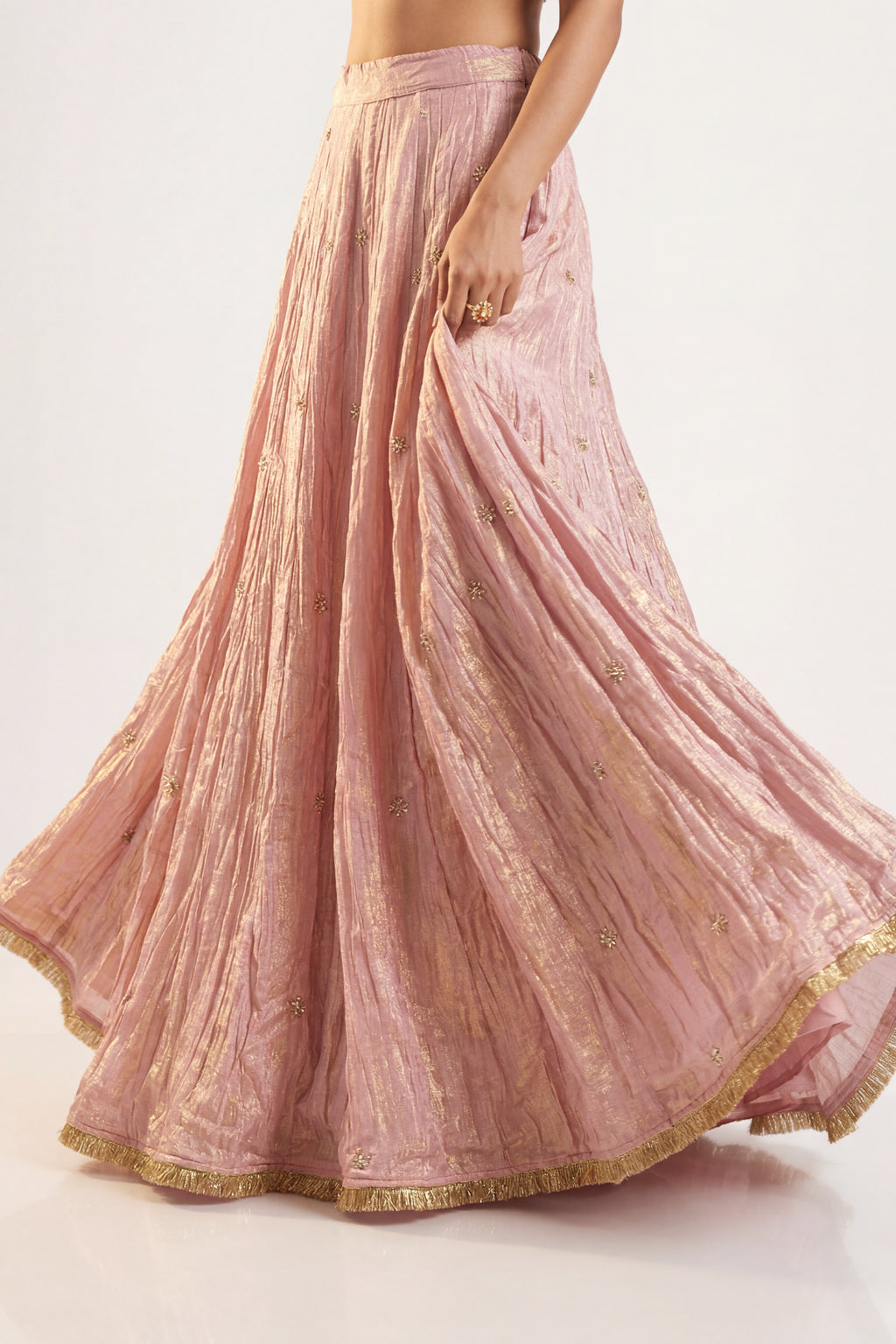 Rose Pink Tissue Organza Lehenga Skirt